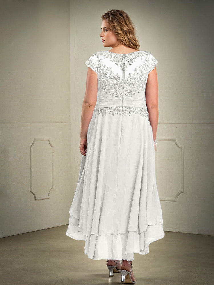 Plus Größe hoch niedrig Spitze Appliques Chiffon Mutter der Braut Kleid