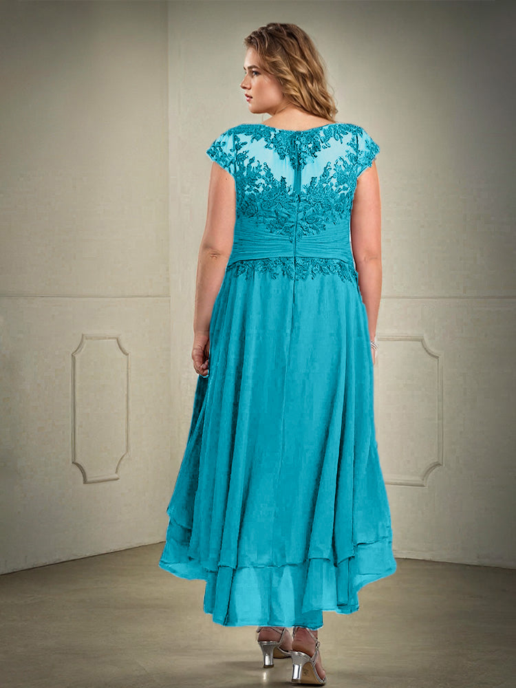 Plus Größe hoch niedrig Spitze Appliques Chiffon Mutter der Braut Kleid