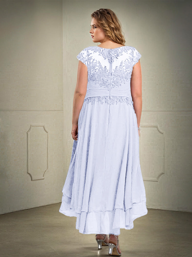 Plus Größe hoch niedrig Spitze Appliques Chiffon Mutter der Braut Kleid