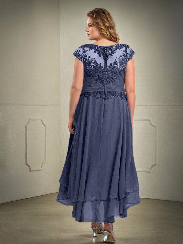 Plus Größe hoch niedrig Spitze Appliques Chiffon Mutter der Braut Kleid