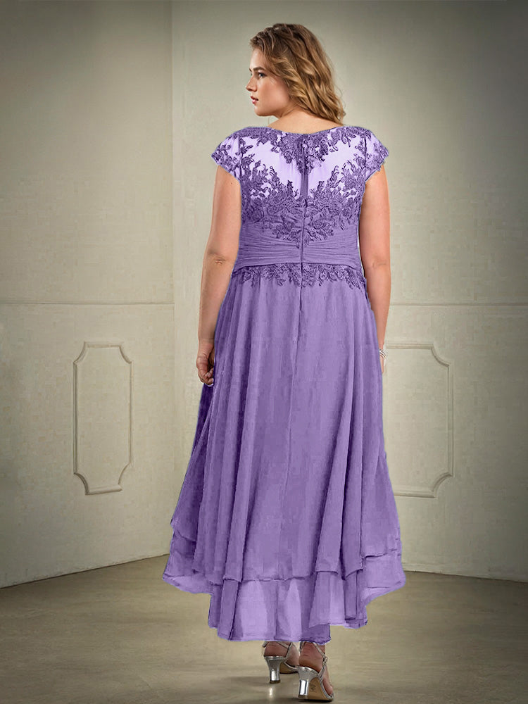 Plus Größe hoch niedrig Spitze Appliques Chiffon Mutter der Braut Kleid