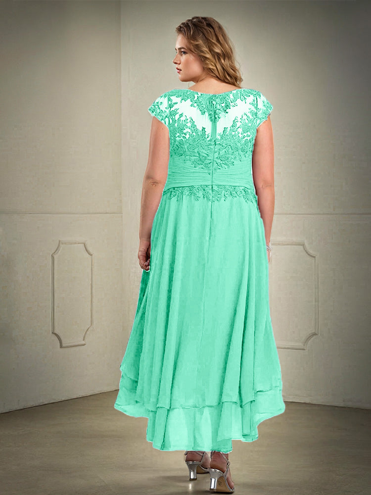 Plus Größe hoch niedrig Spitze Appliques Chiffon Mutter der Braut Kleid