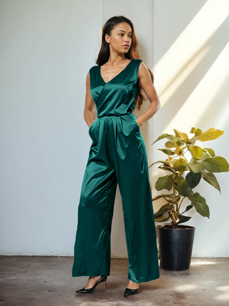 Jumpsuit/Hosenanzug V-Ausschnitt Weicher Satin Brautmutterkleider