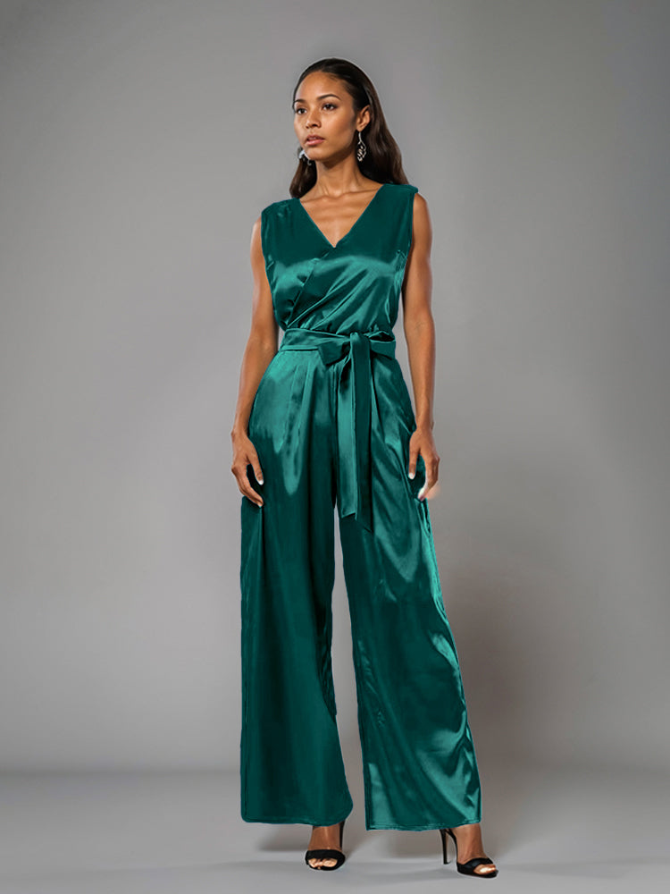 Jumpsuit/Hosenanzug V-Ausschnitt Weicher Satin Brautmutterkleider