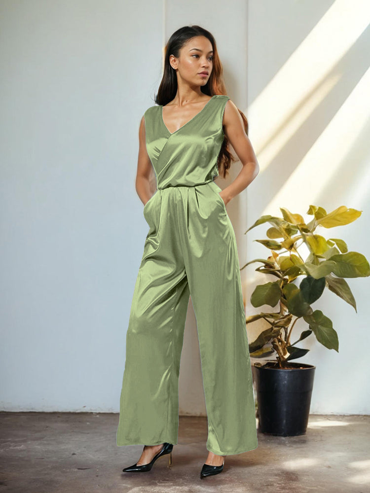 Jumpsuit/Hosenanzug V-Ausschnitt Weicher Satin Brautmutterkleider