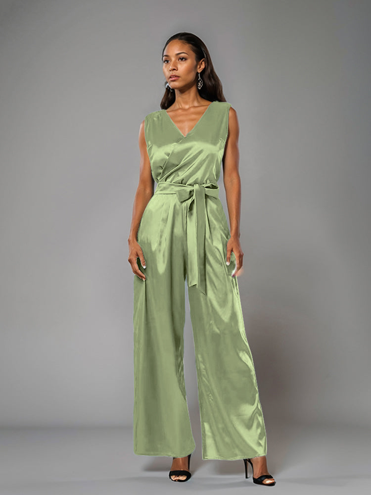 Jumpsuit/Hosenanzug V-Ausschnitt Weicher Satin Brautmutterkleider