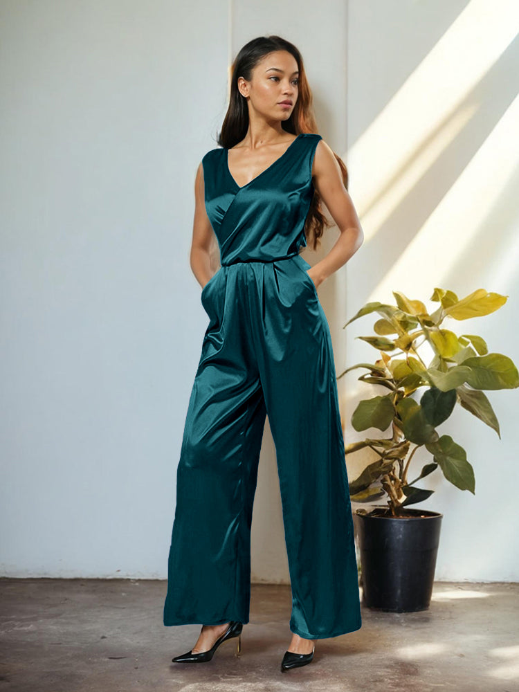 Jumpsuit/Hosenanzug V-Ausschnitt Weicher Satin Brautmutterkleider