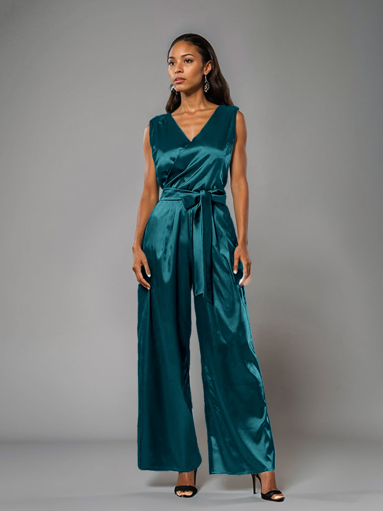 Jumpsuit/Hosenanzug V-Ausschnitt Weicher Satin Brautmutterkleider