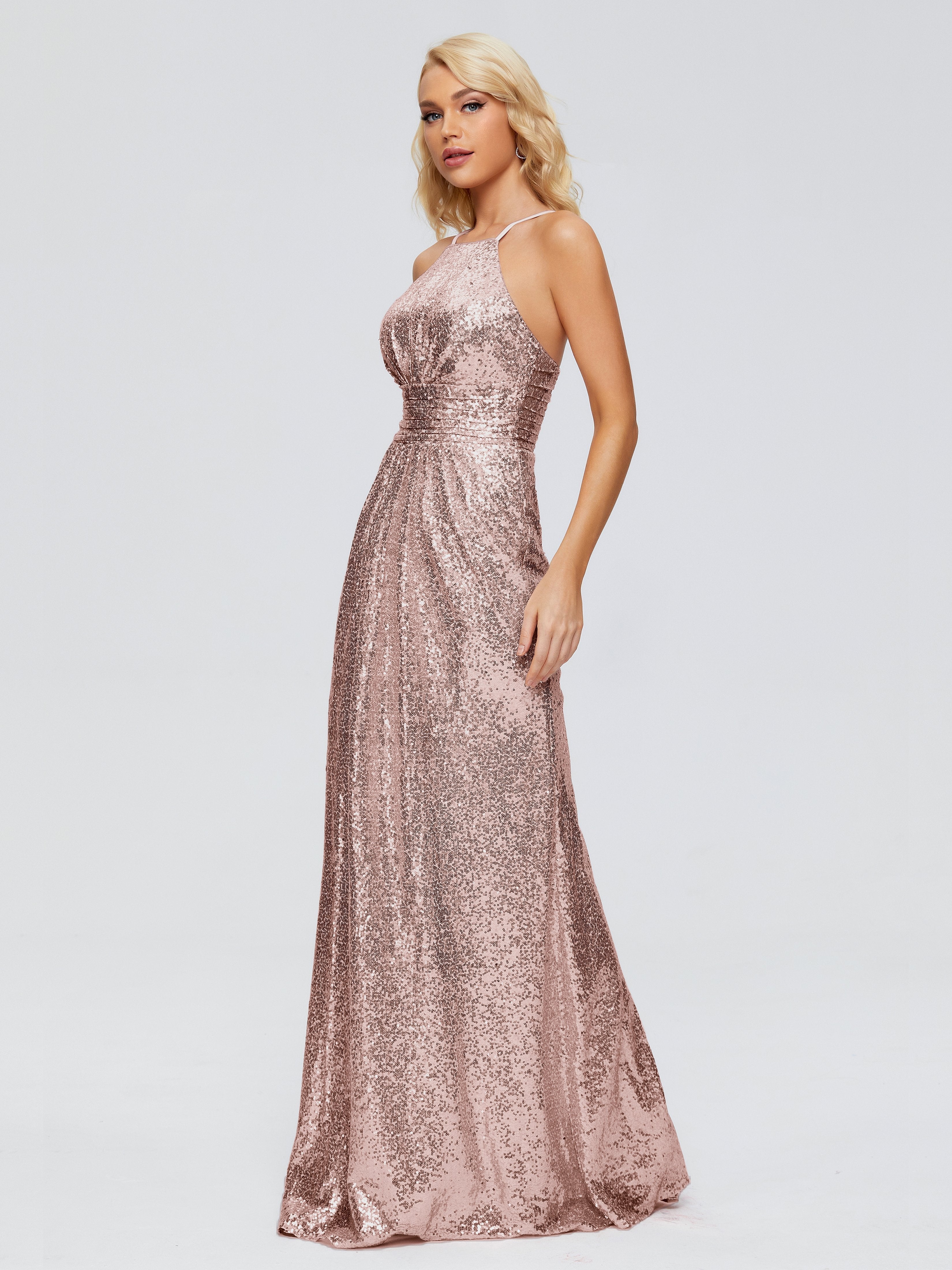 Mary Neckholder Meerjungfrau Pailletten Partykleid