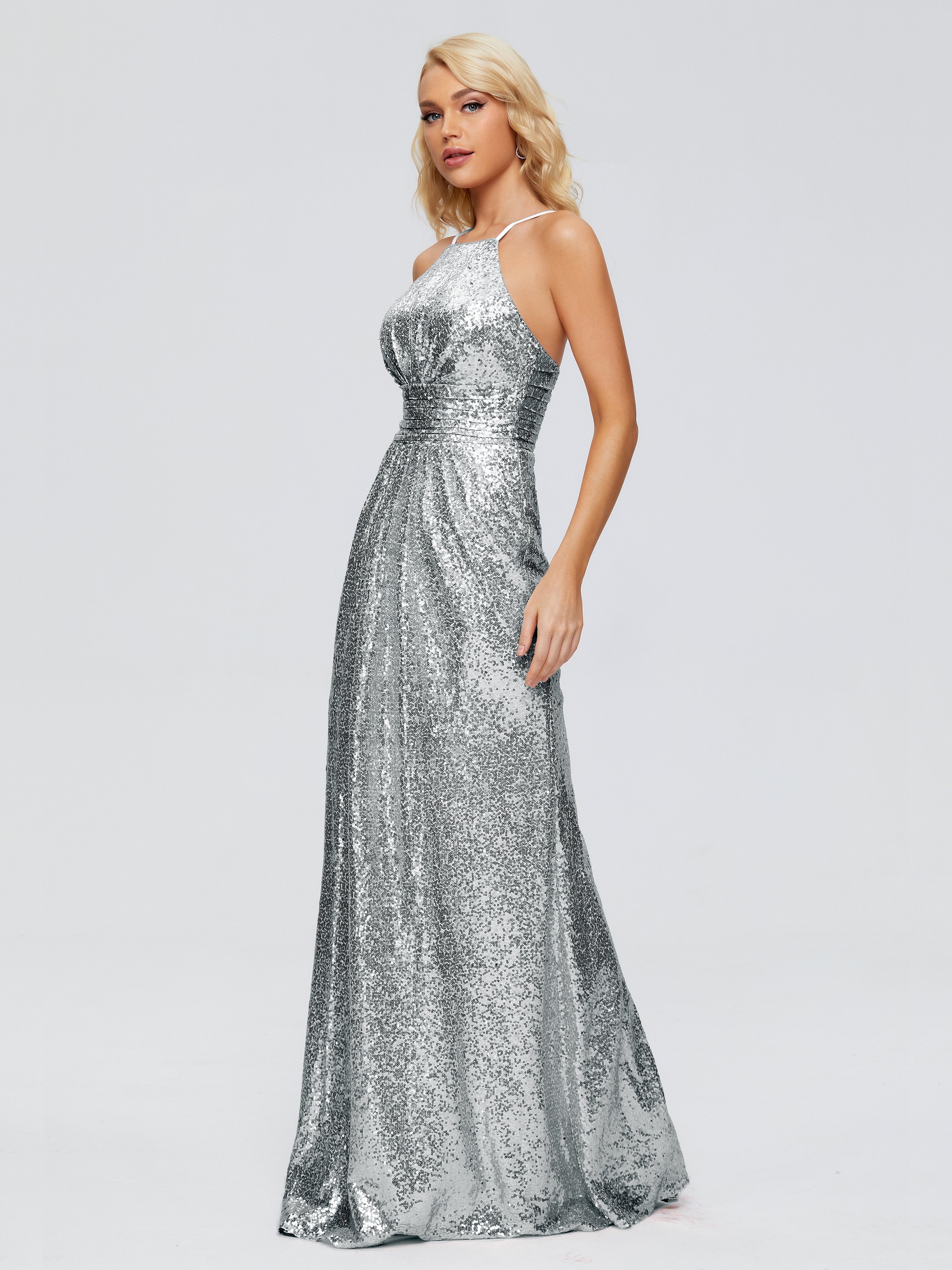 Mary Neckholder Meerjungfrau Pailletten Partykleid