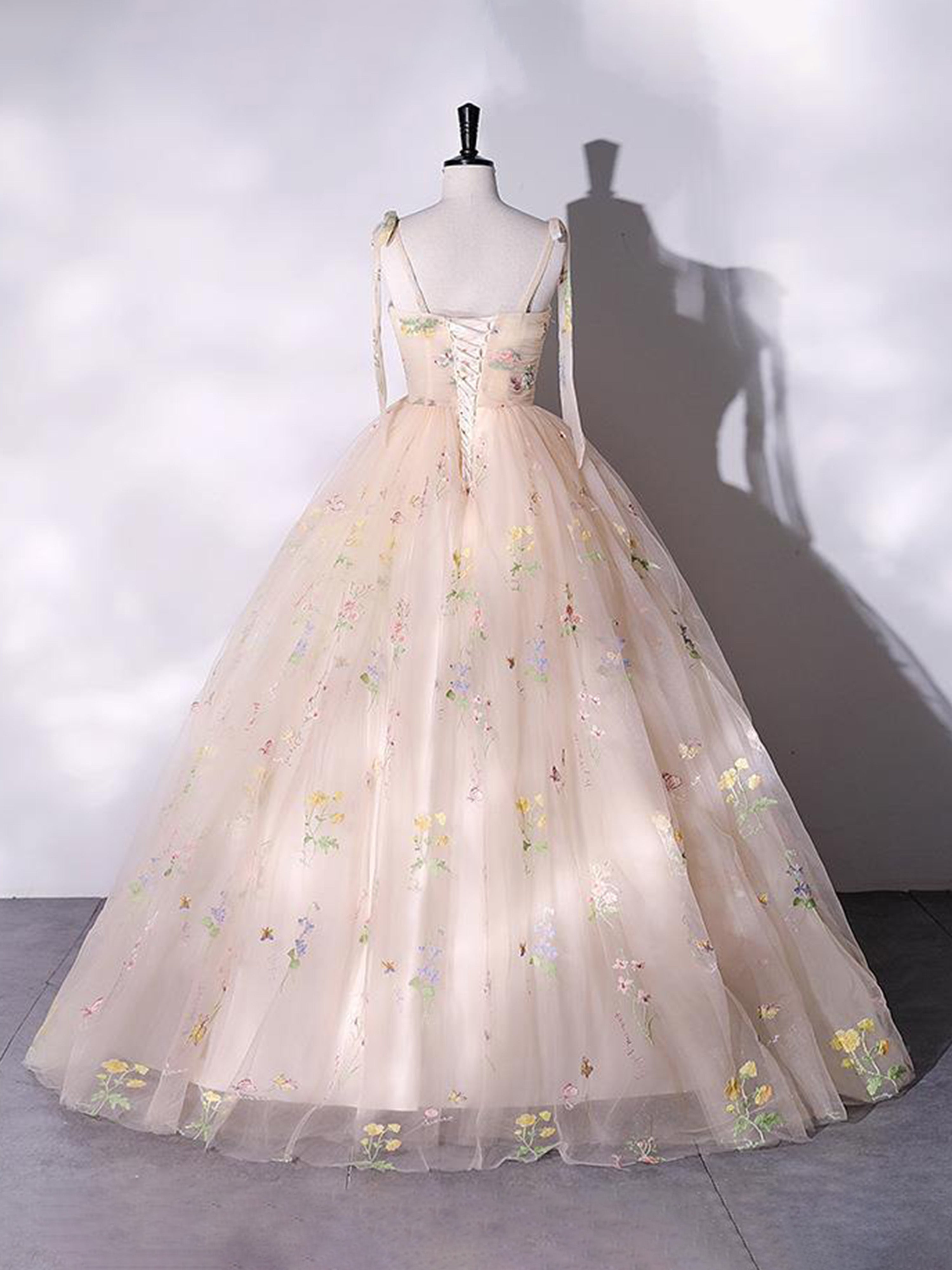 Fairy Straps Floral Bodenlanges Abendkleid