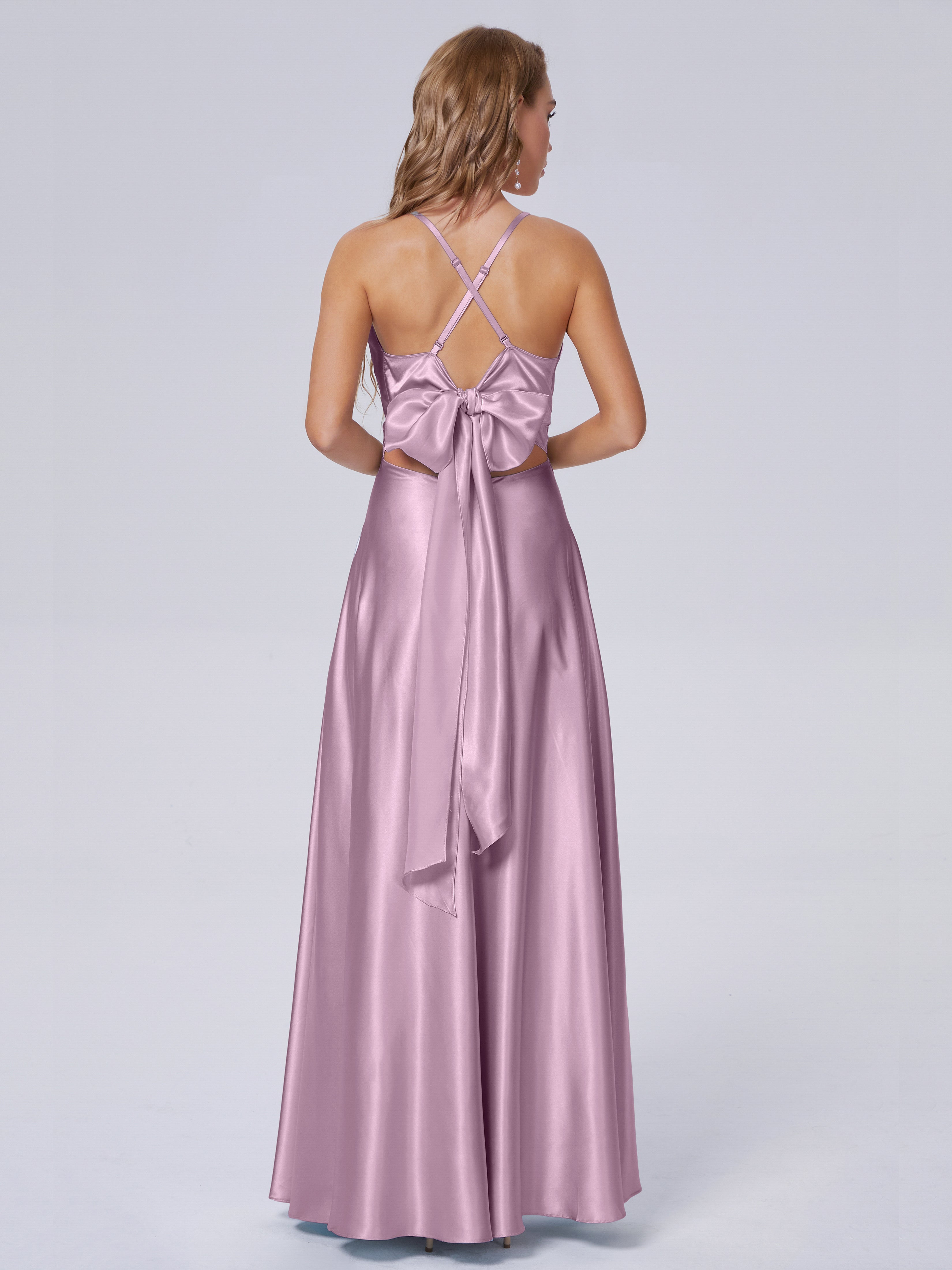 Ana Spaghetti-Träger Bowknot Weichem Satin Brautjungfernkleider