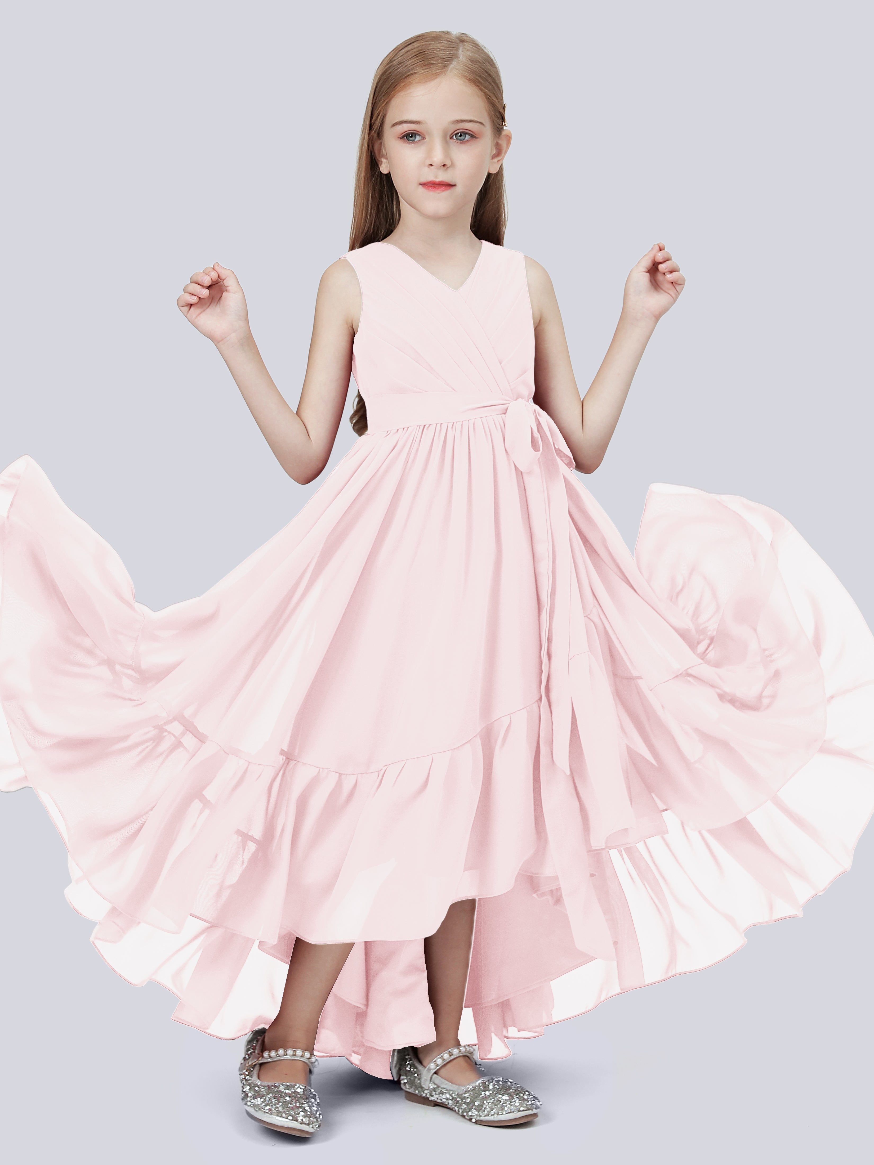 High-Low Chiffon Kleid für Junge Brautjungfern