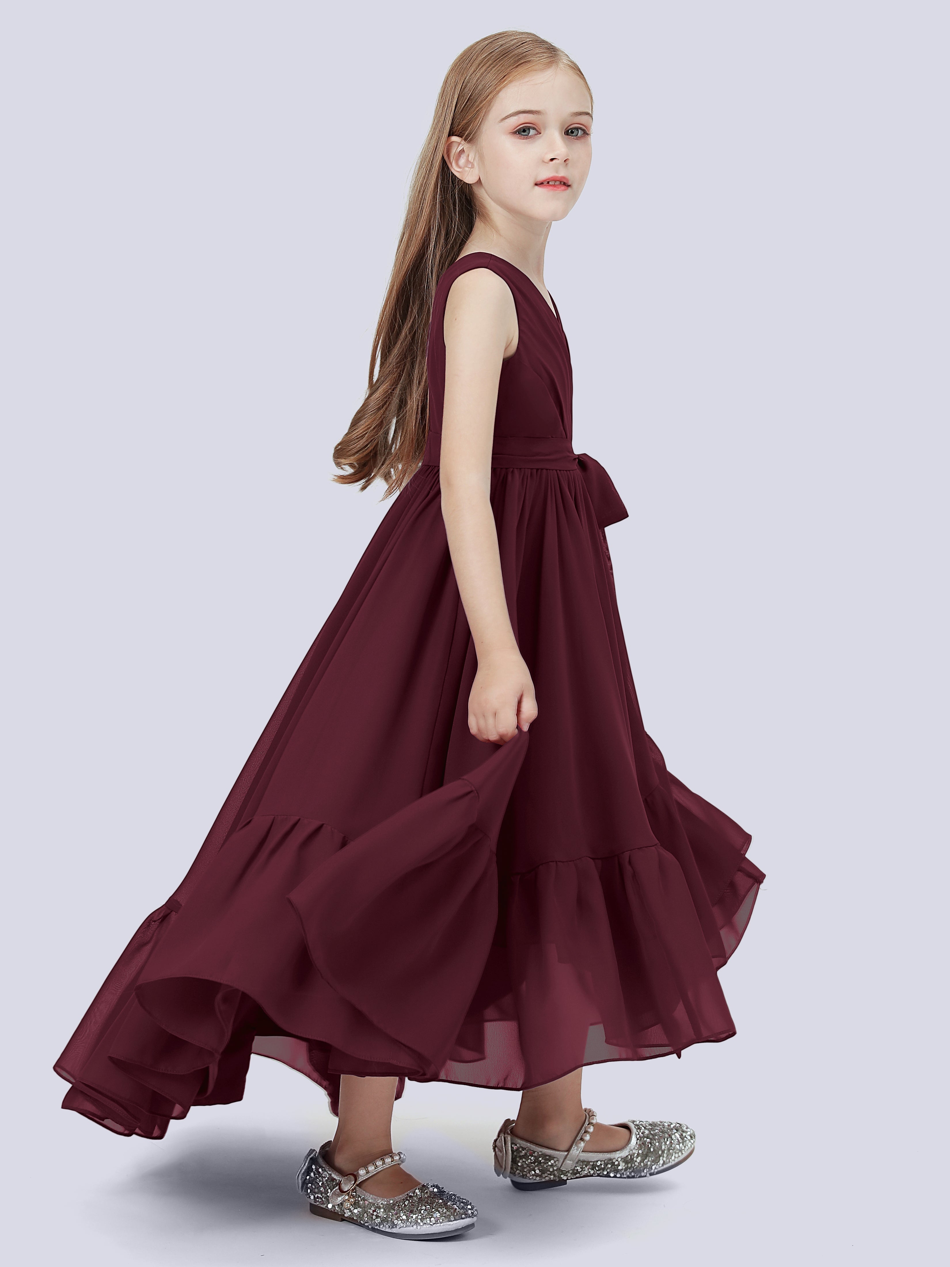 High-Low Chiffon Kleid für Junge Brautjungfern