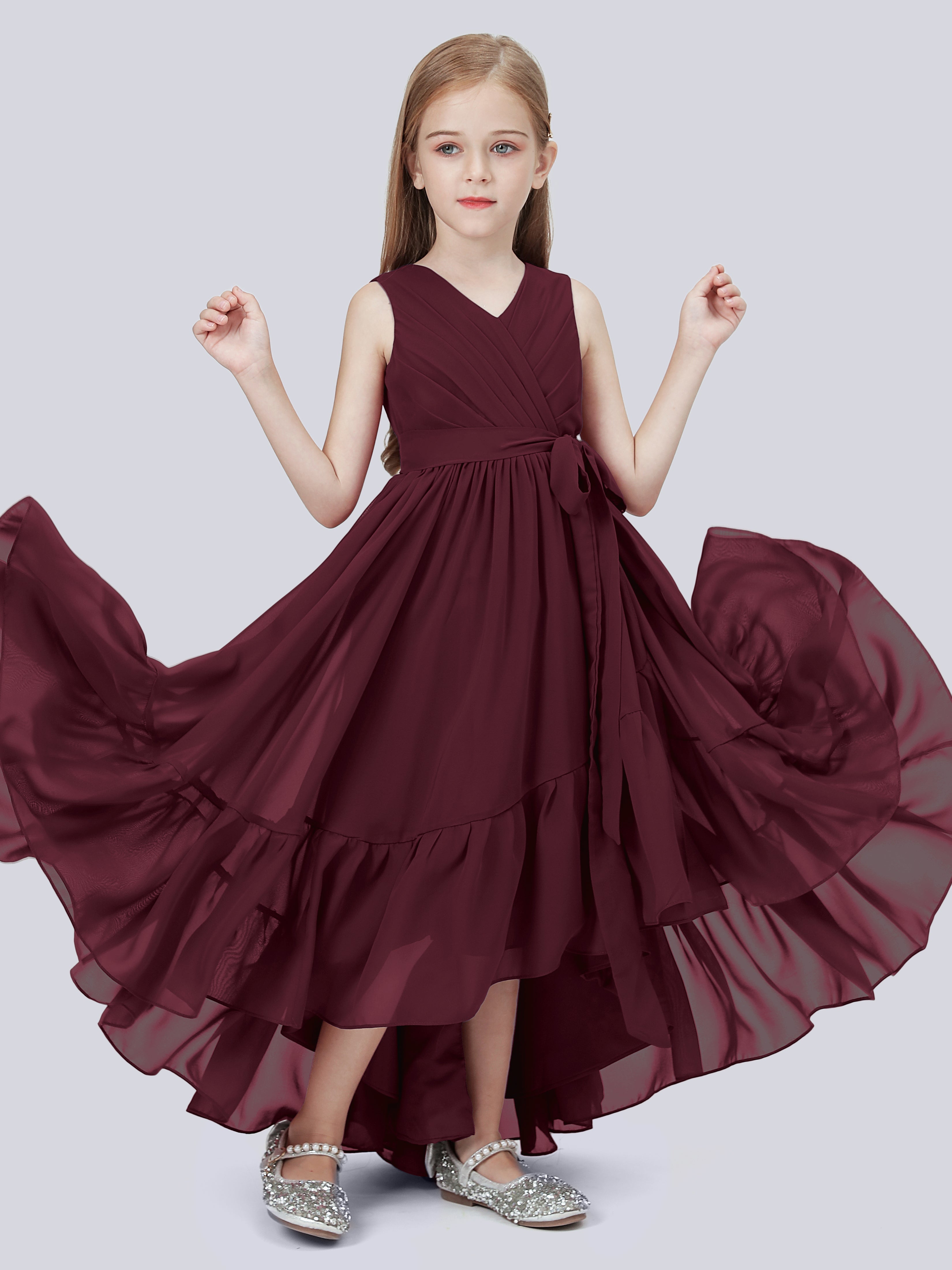 High-Low Chiffon Kleid für Junge Brautjungfern