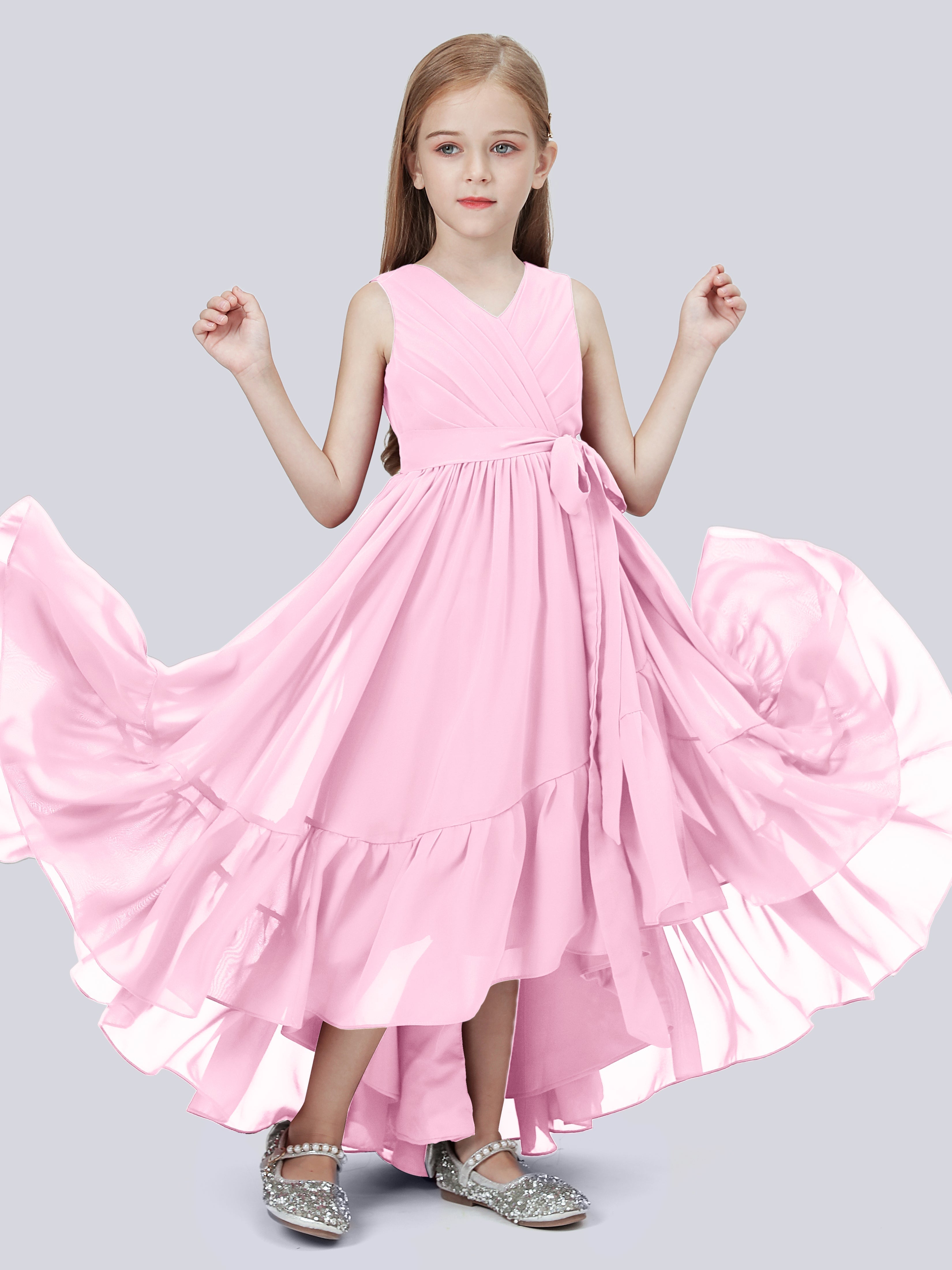 High-Low Chiffon Kleid für Junge Brautjungfern