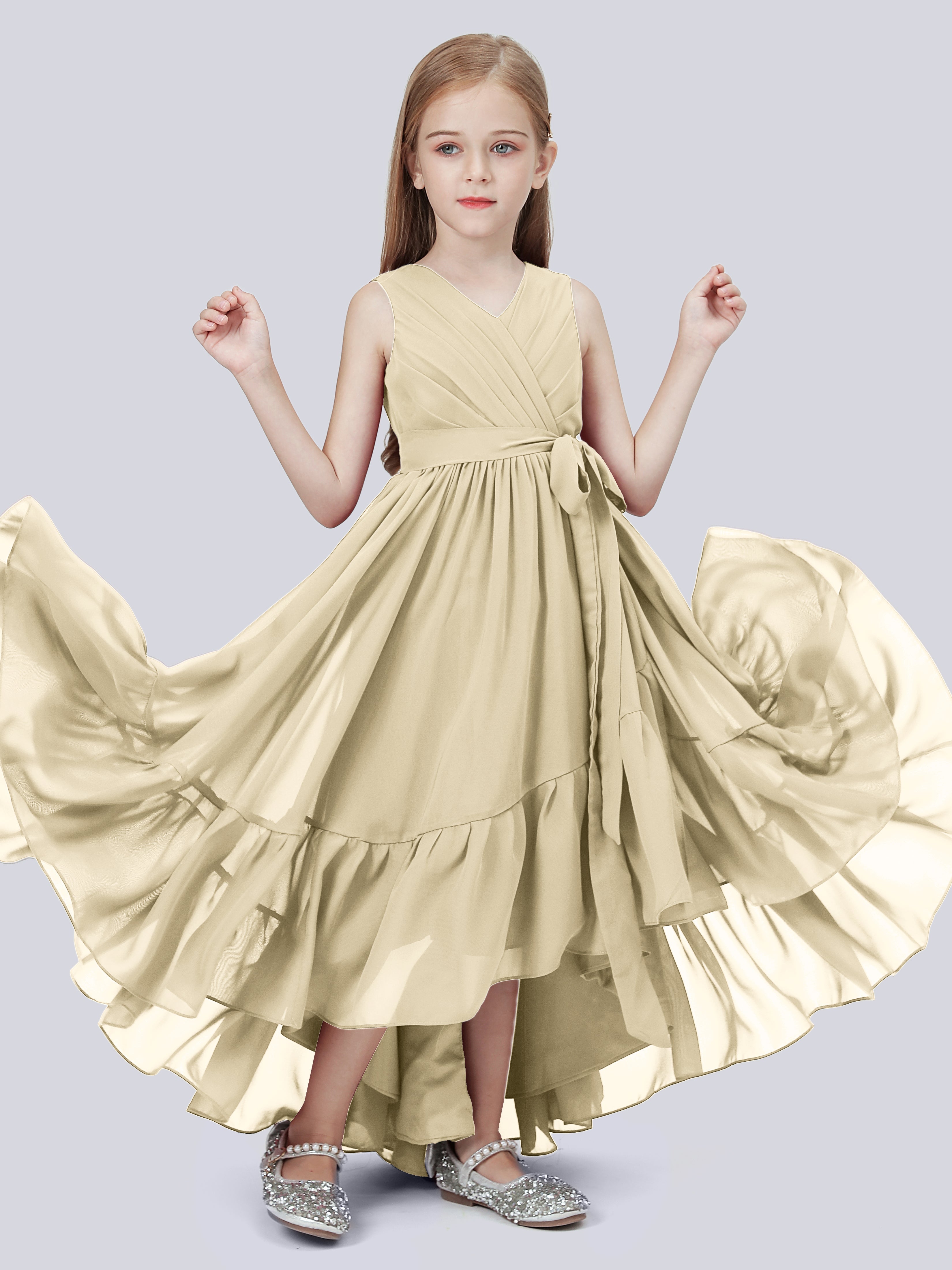 High-Low Chiffon Kleid für Junge Brautjungfern