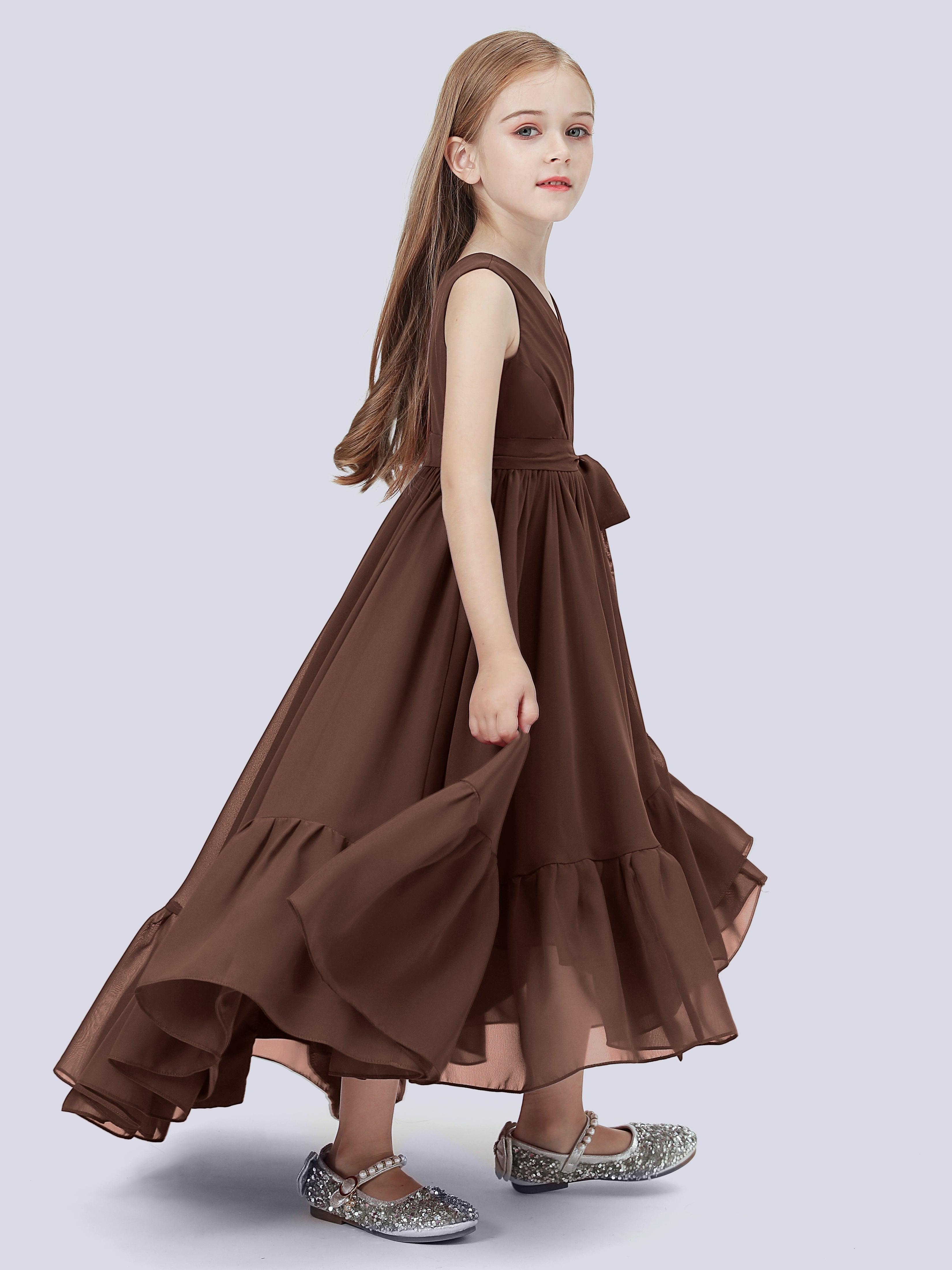 High-Low Chiffon Kleid für Junge Brautjungfern