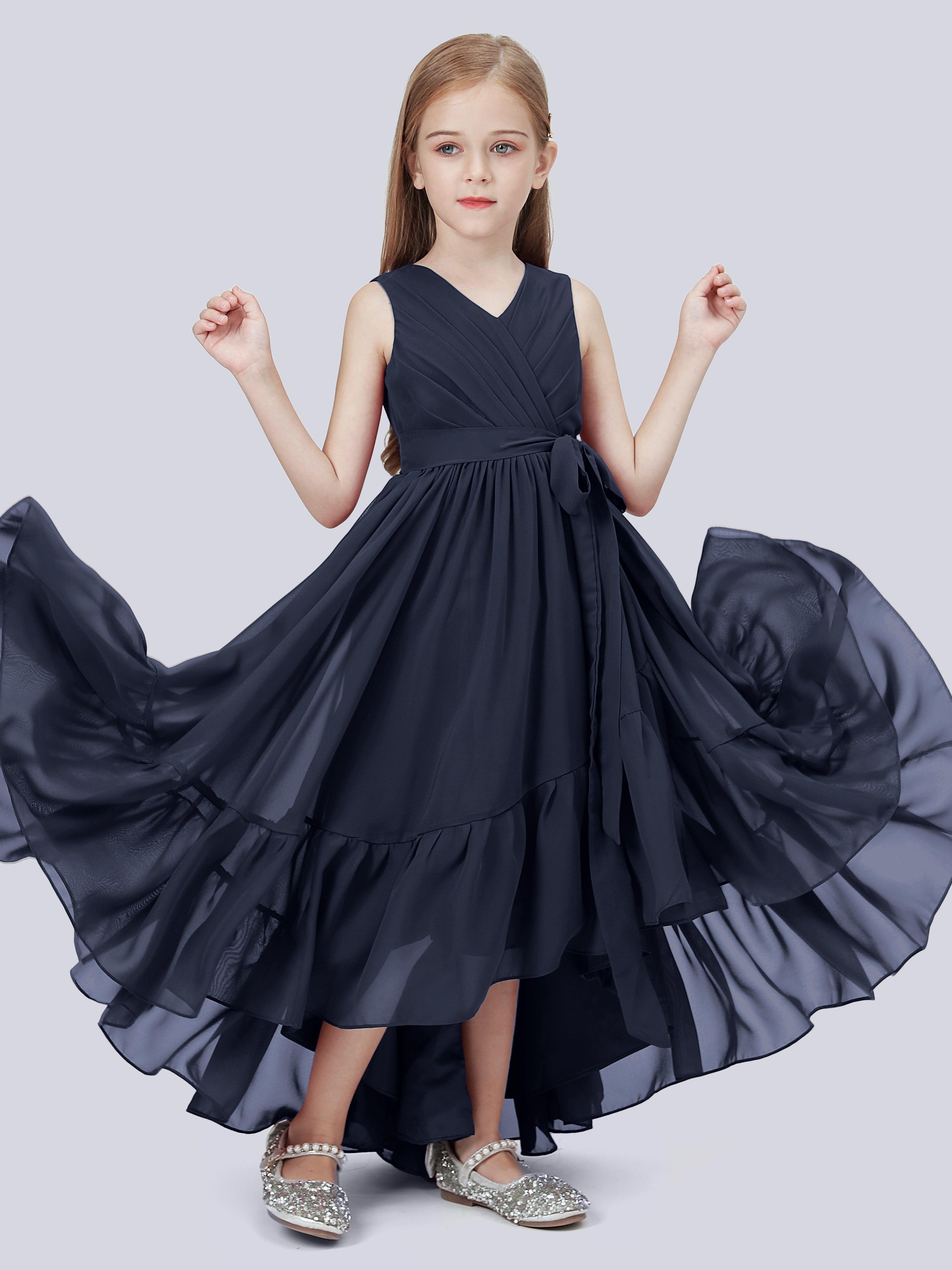 High-Low Chiffon Kleid für Junge Brautjungfern