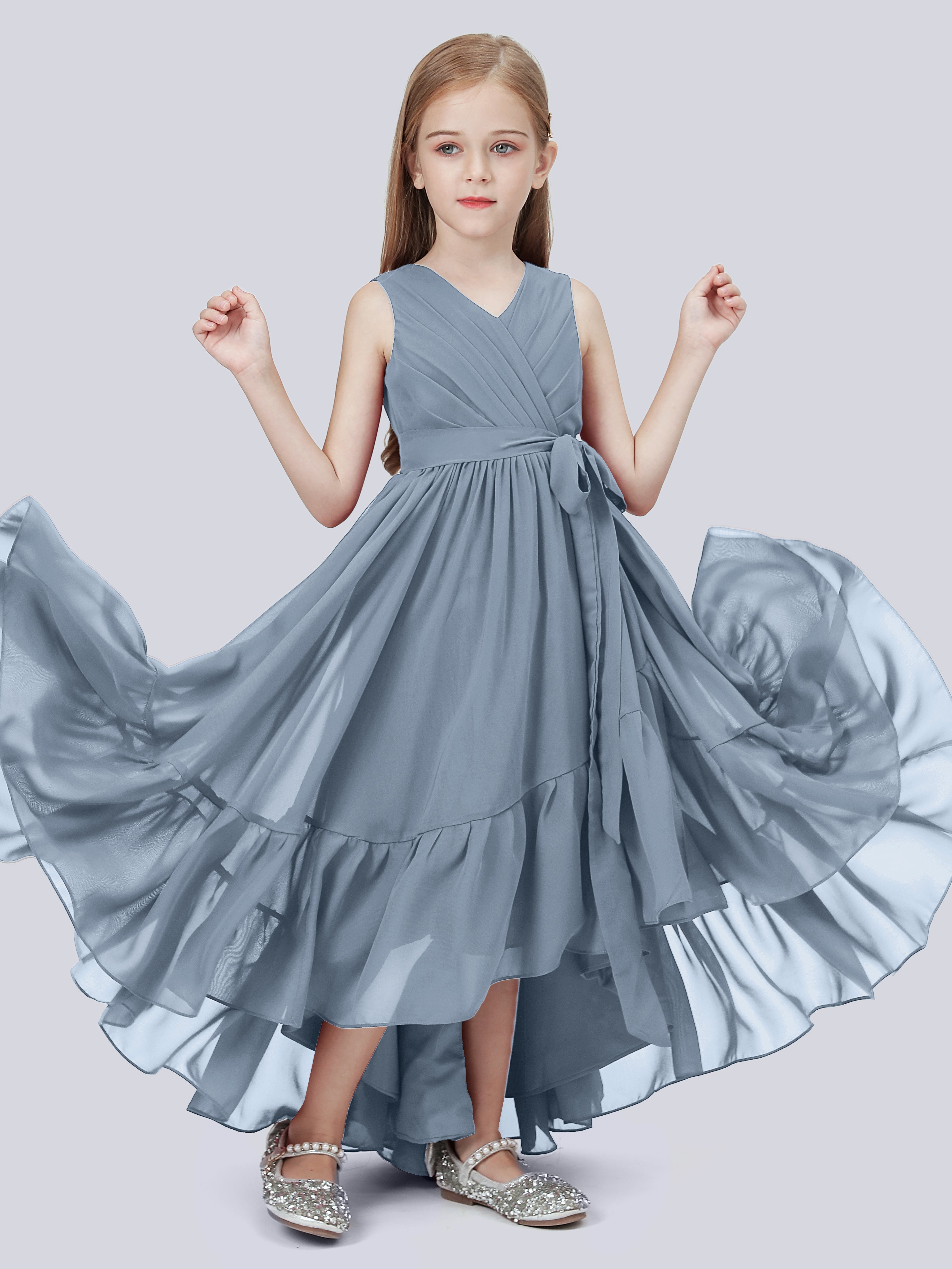 High-Low Chiffon Kleid für Junge Brautjungfern