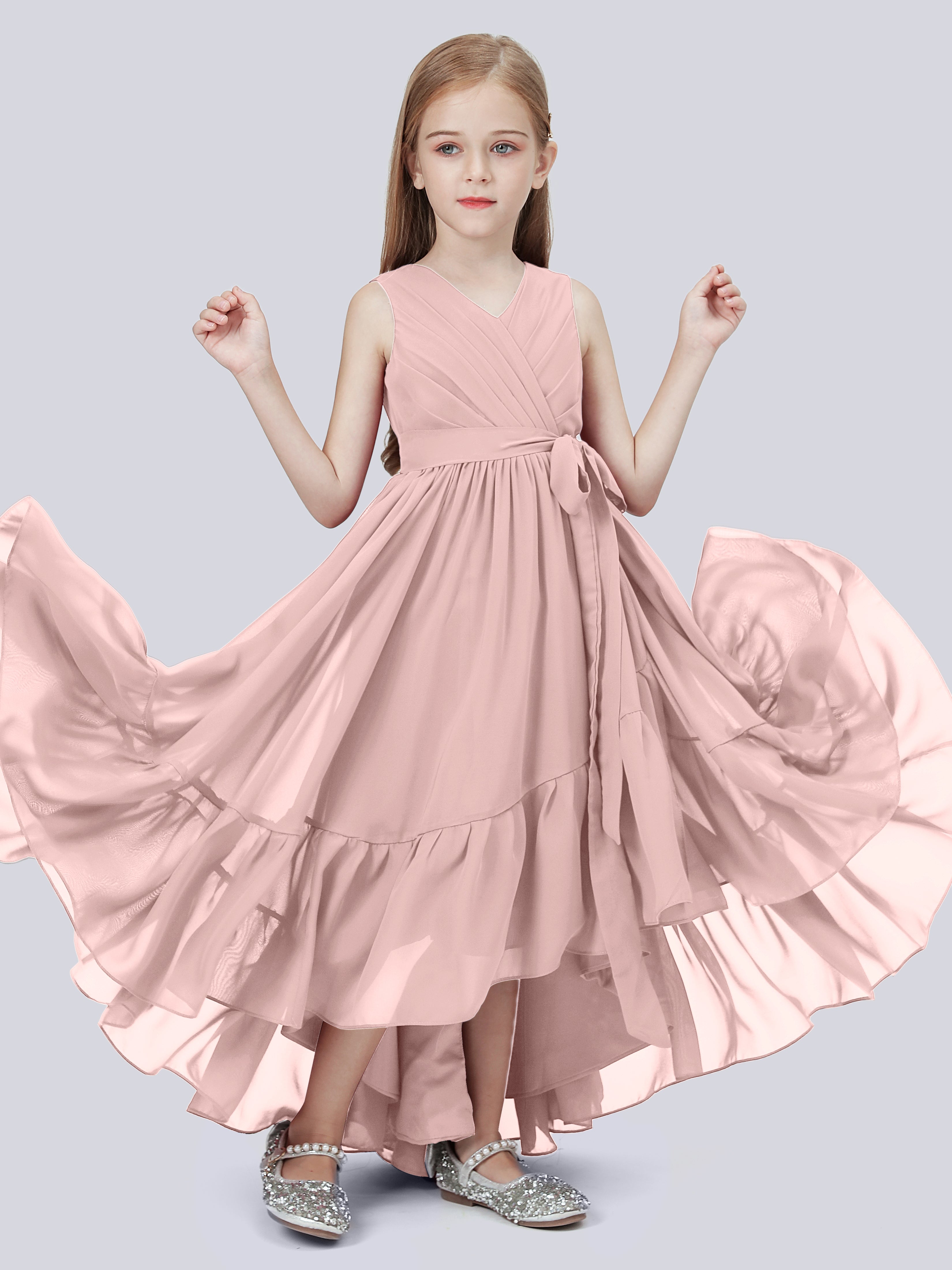 High-Low Chiffon Kleid für Junge Brautjungfern