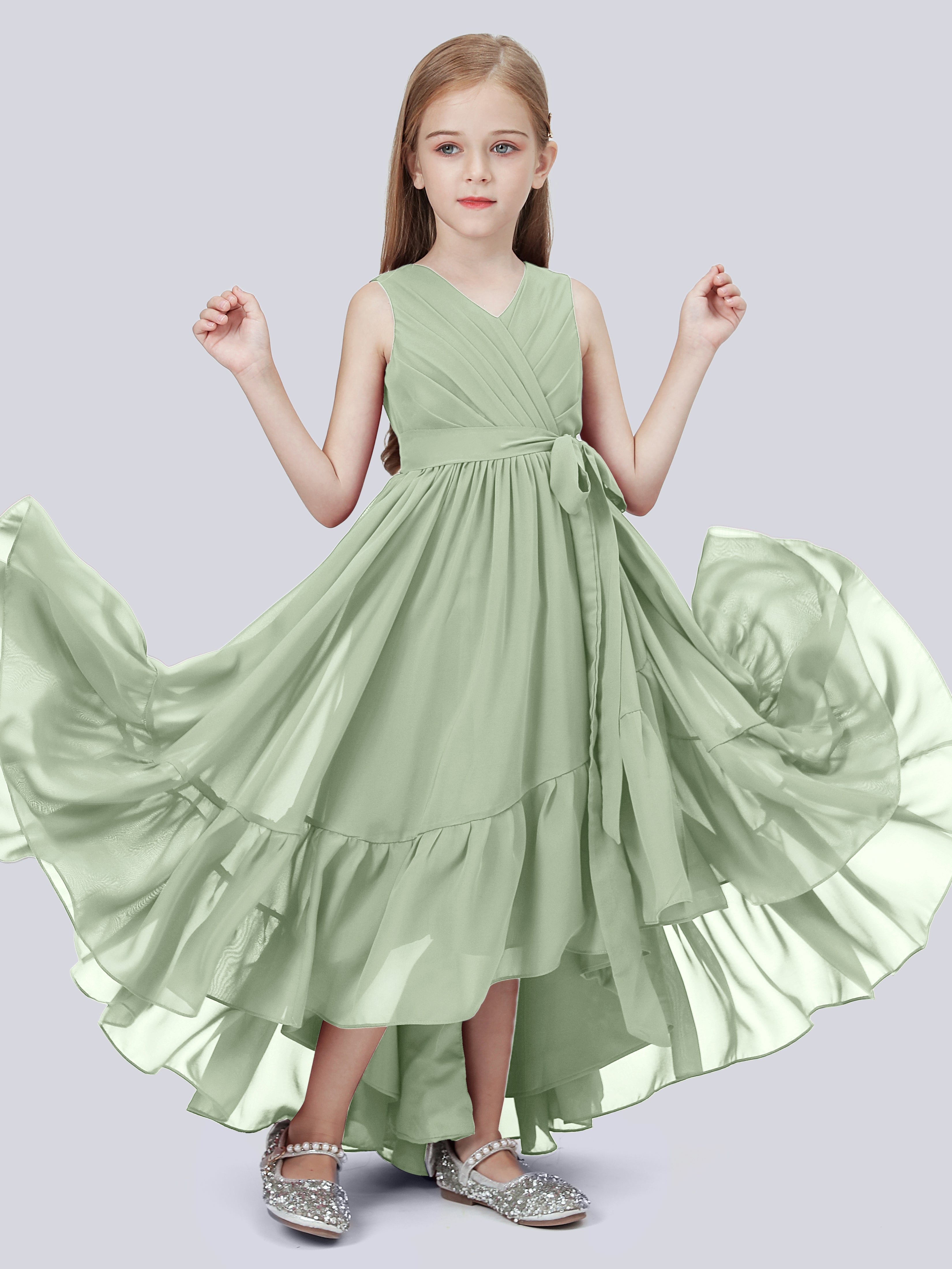 High-Low Chiffon Kleid für Junge Brautjungfern