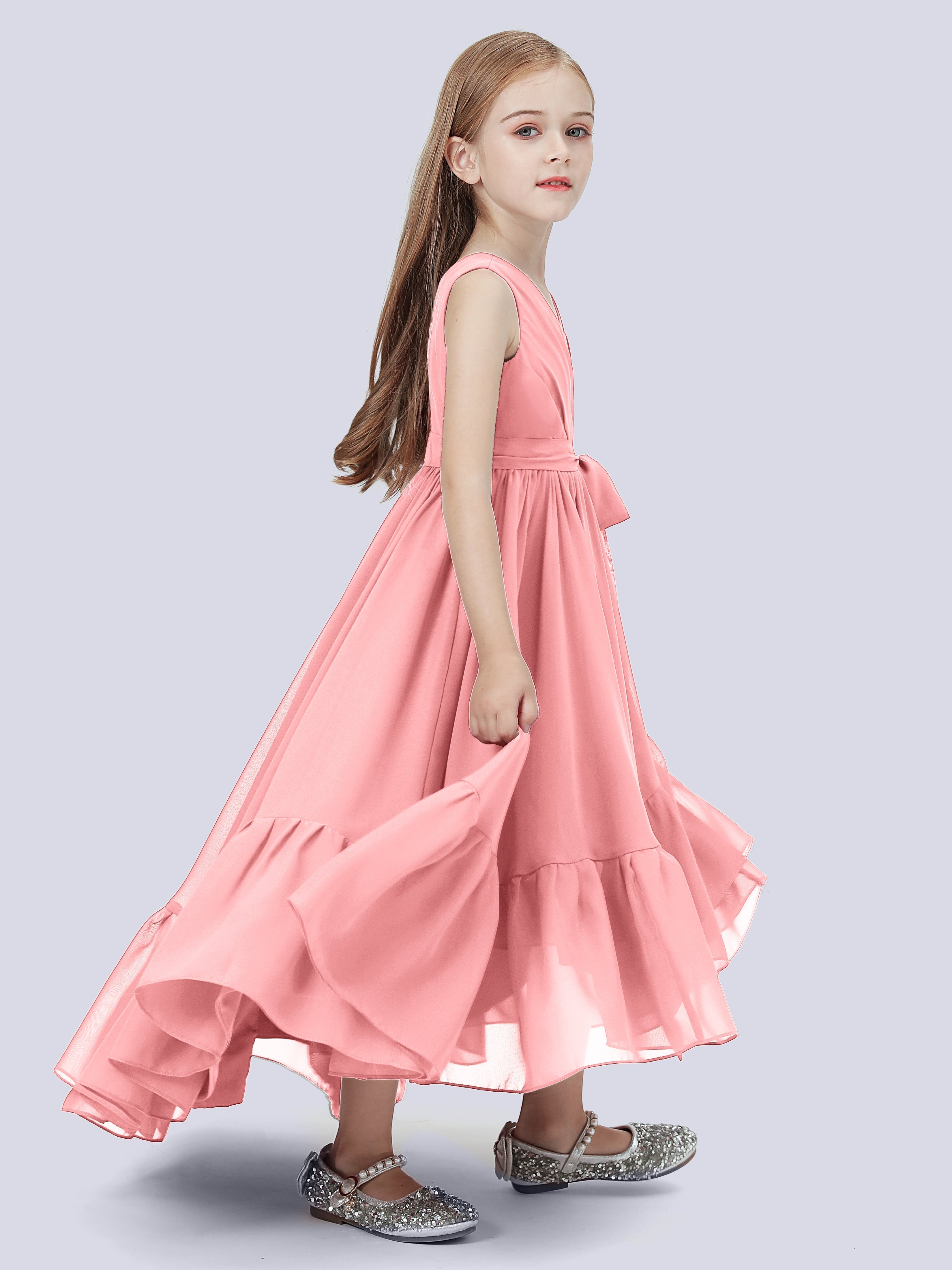 High-Low Chiffon Kleid für Junge Brautjungfern