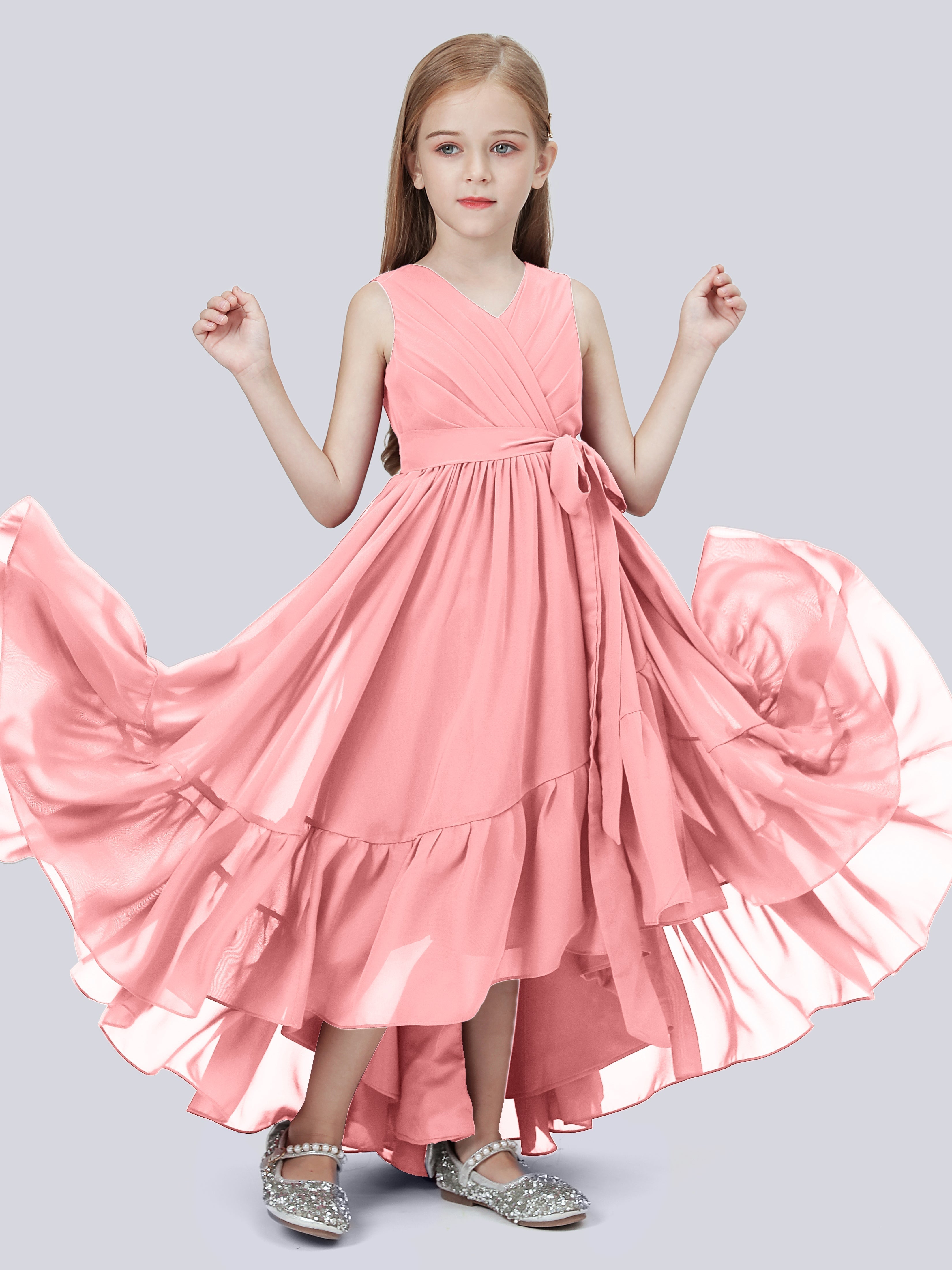 High-Low Chiffon Kleid für Junge Brautjungfern