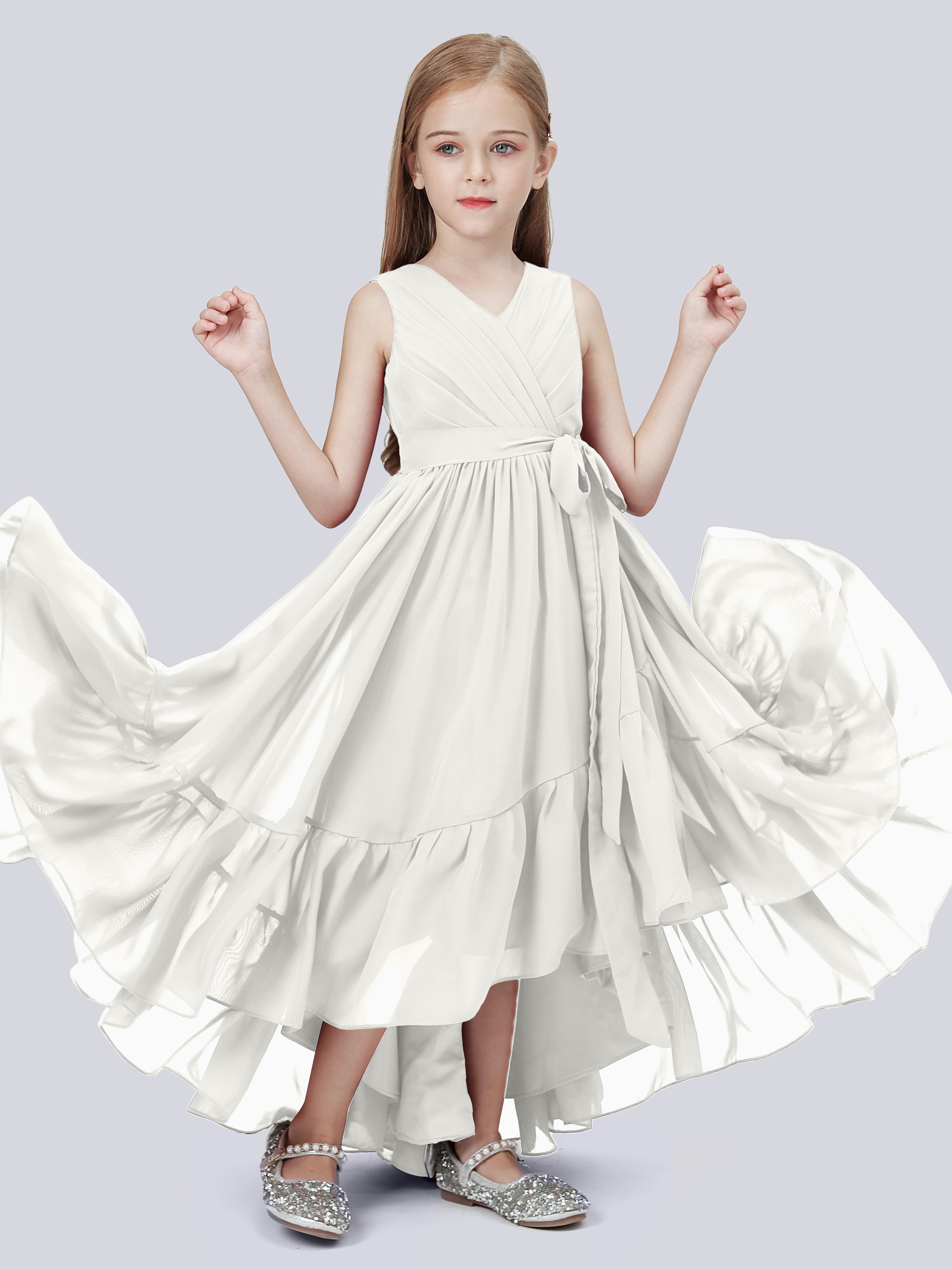 High-Low Chiffon Kleid für Junge Brautjungfern