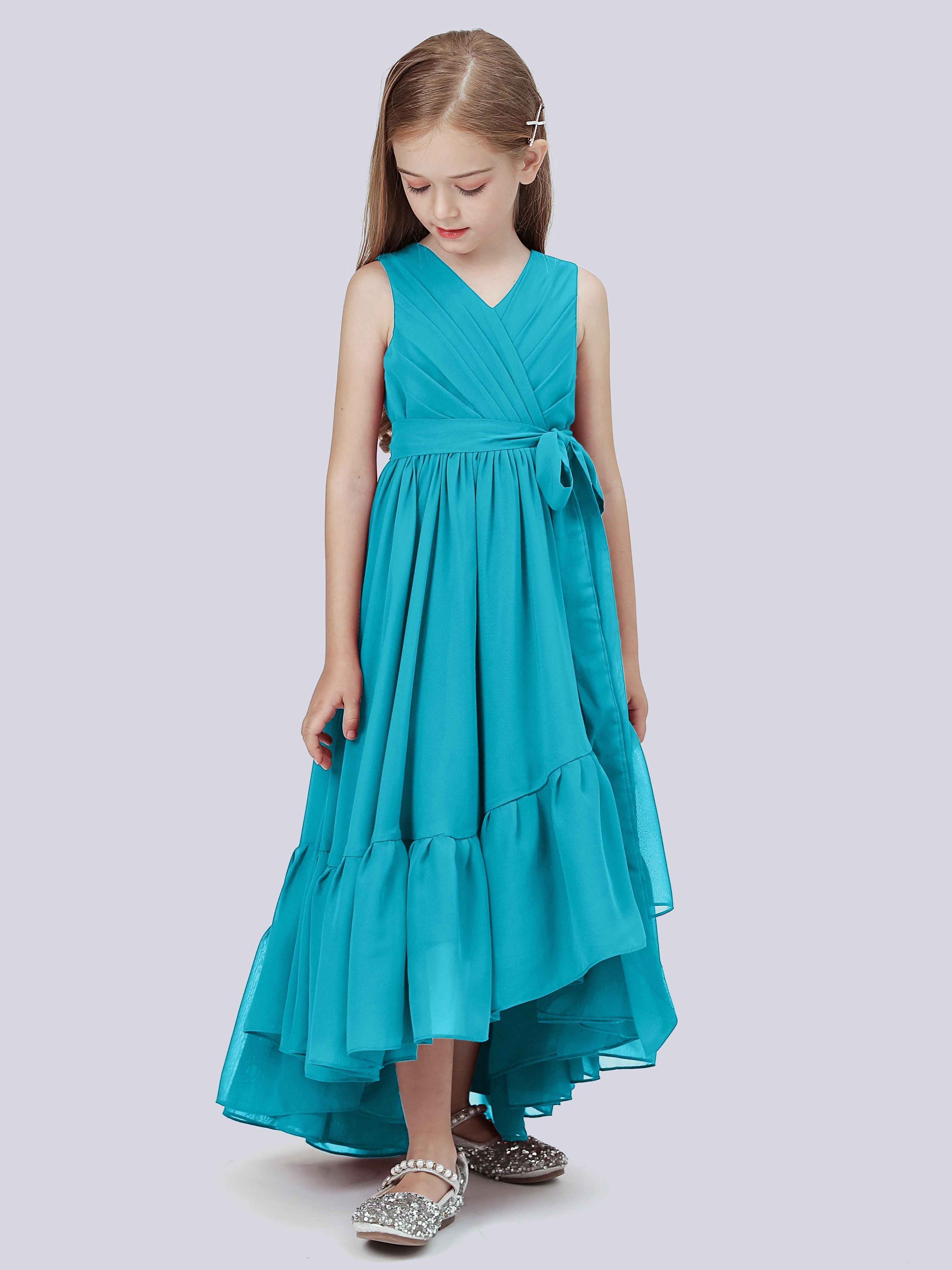 High-Low Chiffon Kleid für Junge Brautjungfern