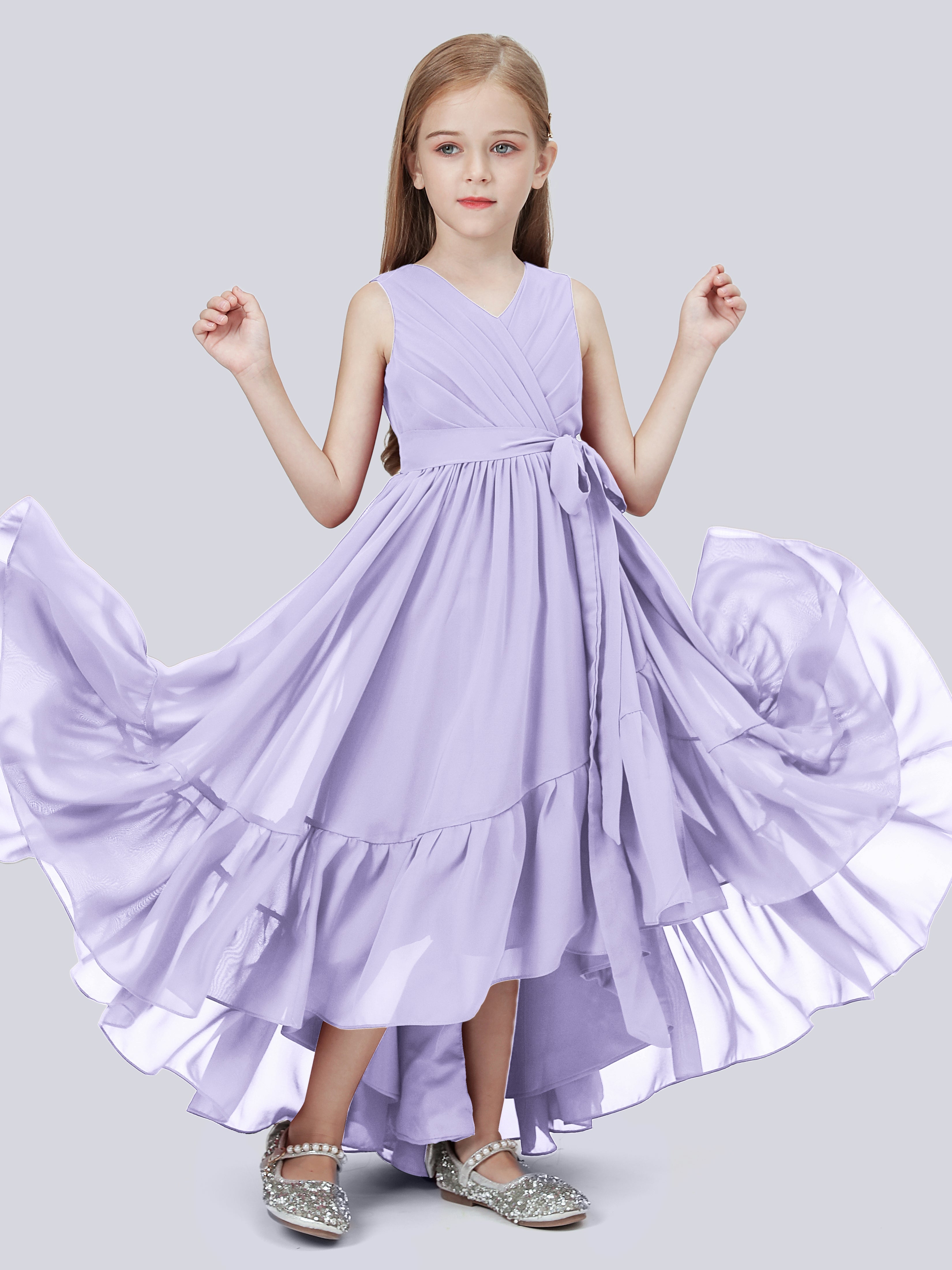 High-Low Chiffon Kleid für Junge Brautjungfern