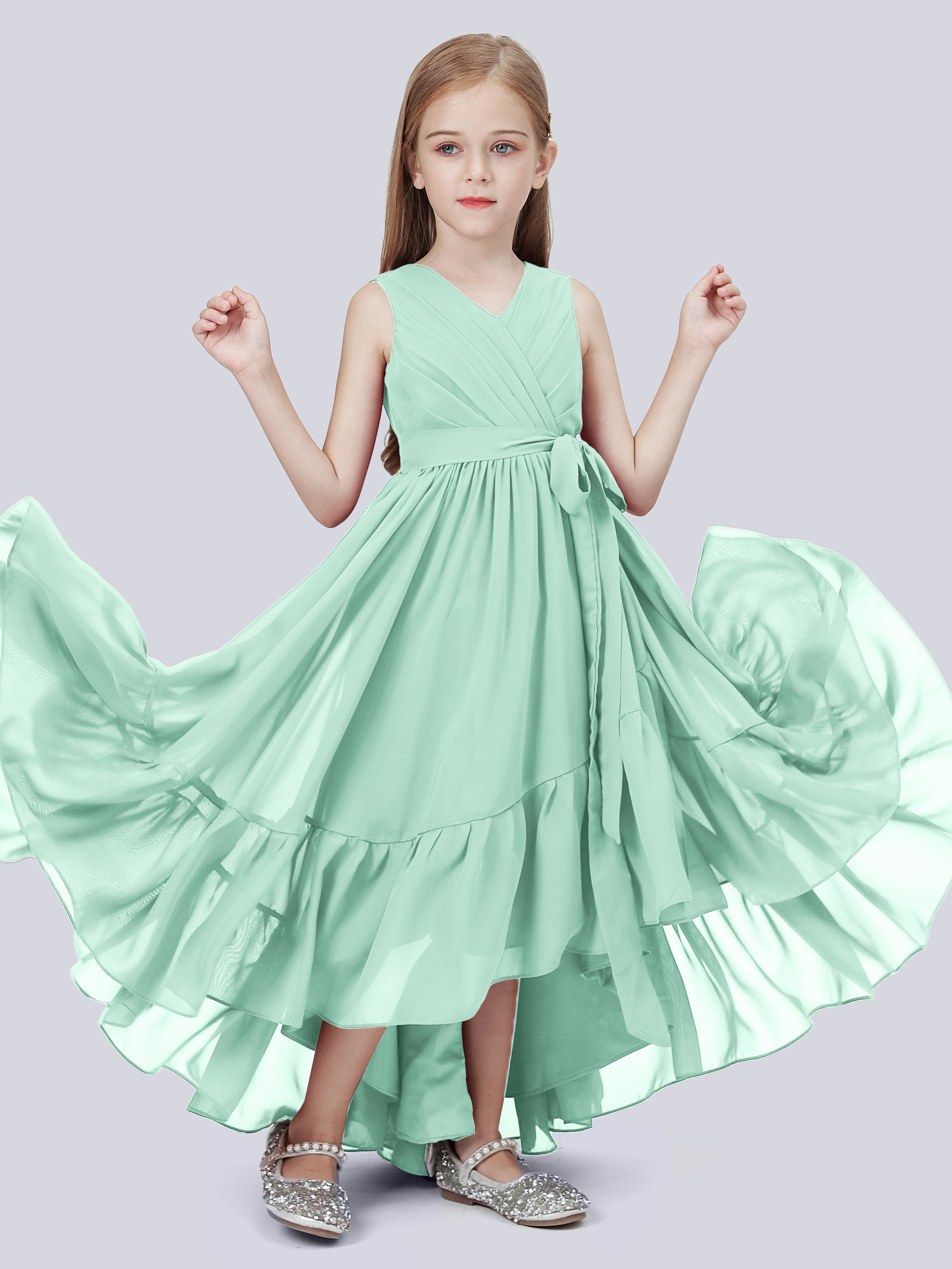 High-Low Chiffon Kleid für Junge Brautjungfern