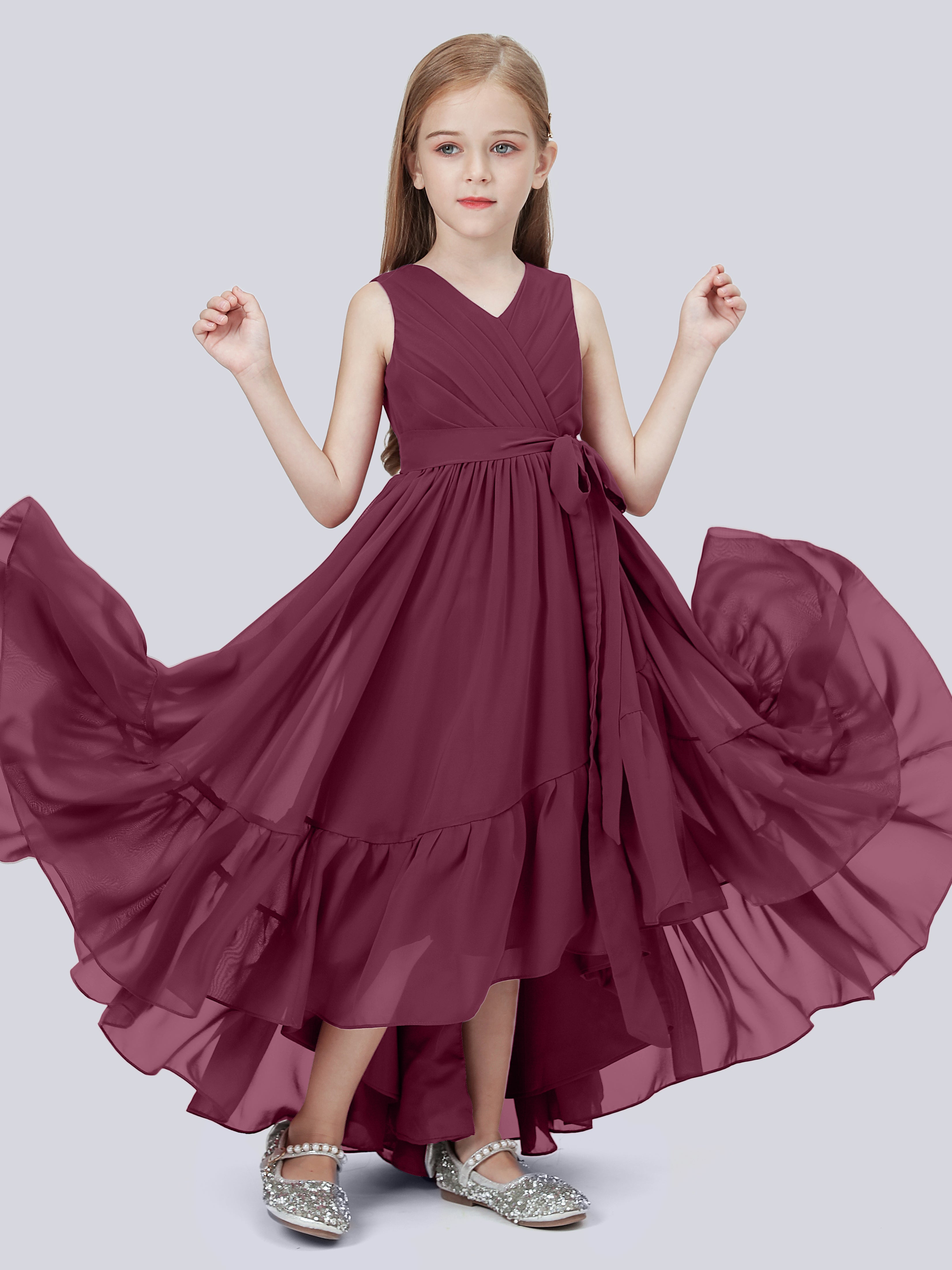 High-Low Chiffon Kleid für Junge Brautjungfern