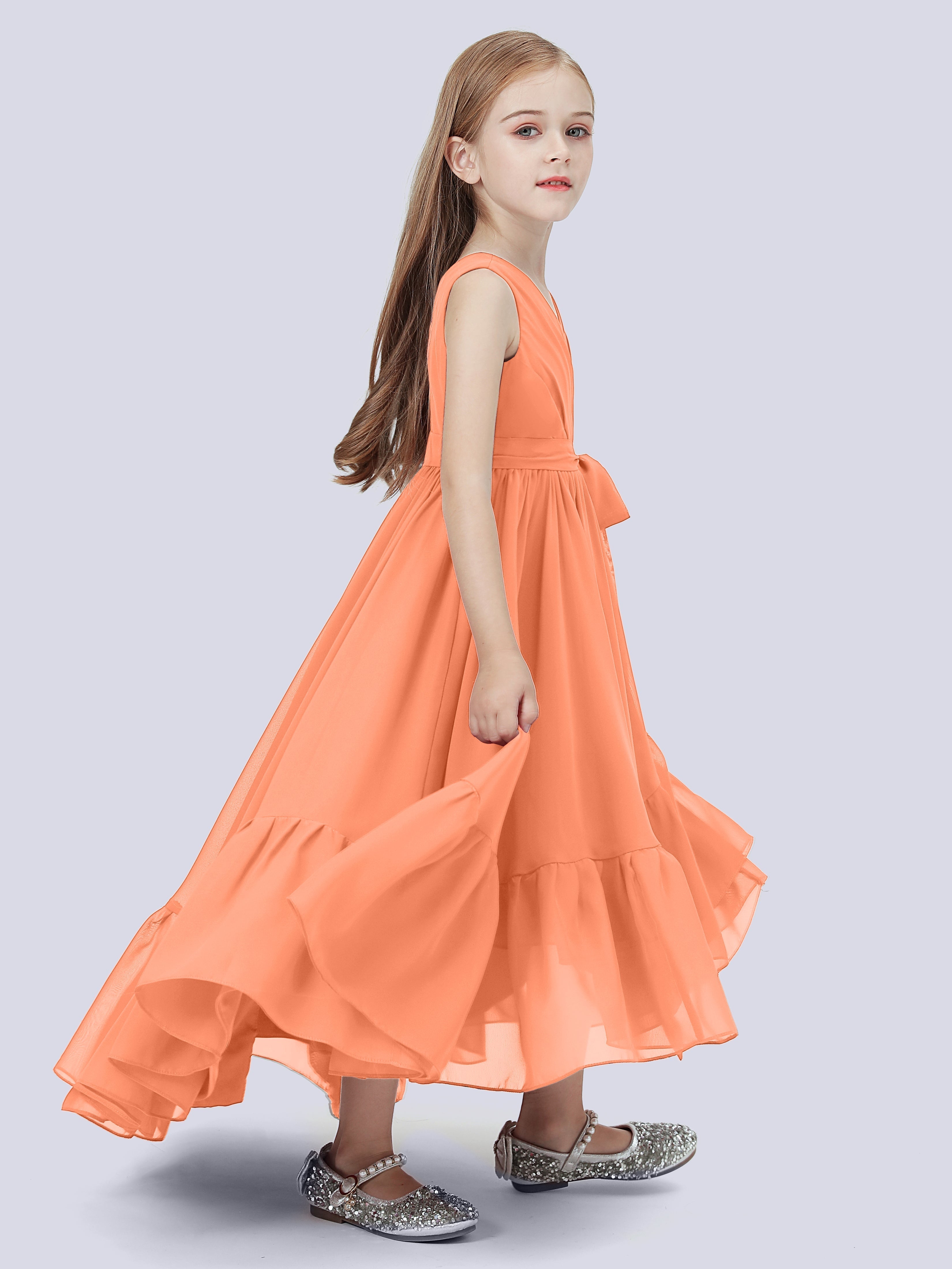 High-Low Chiffon Kleid für Junge Brautjungfern