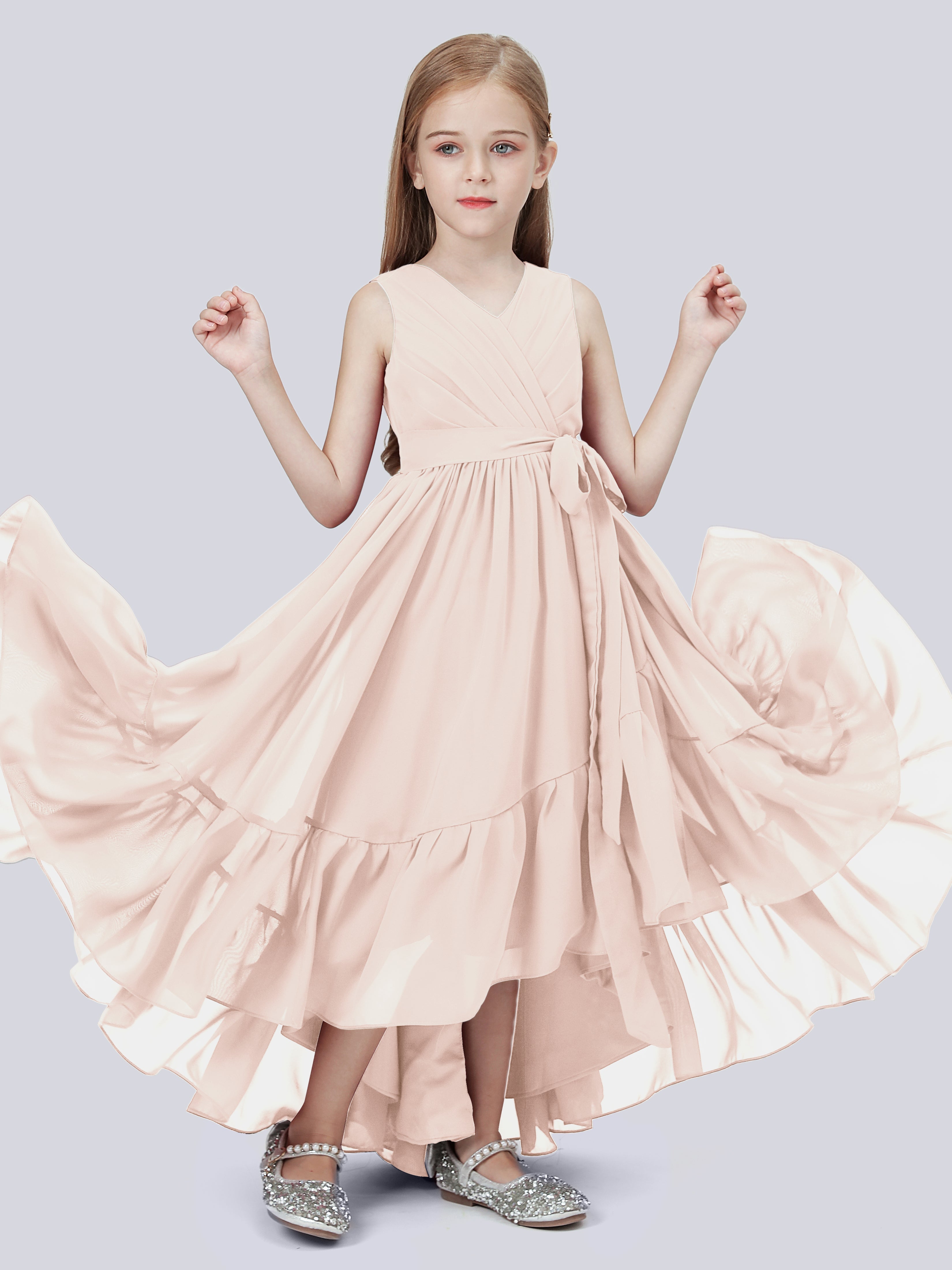 High-Low Chiffon Kleid für Junge Brautjungfern