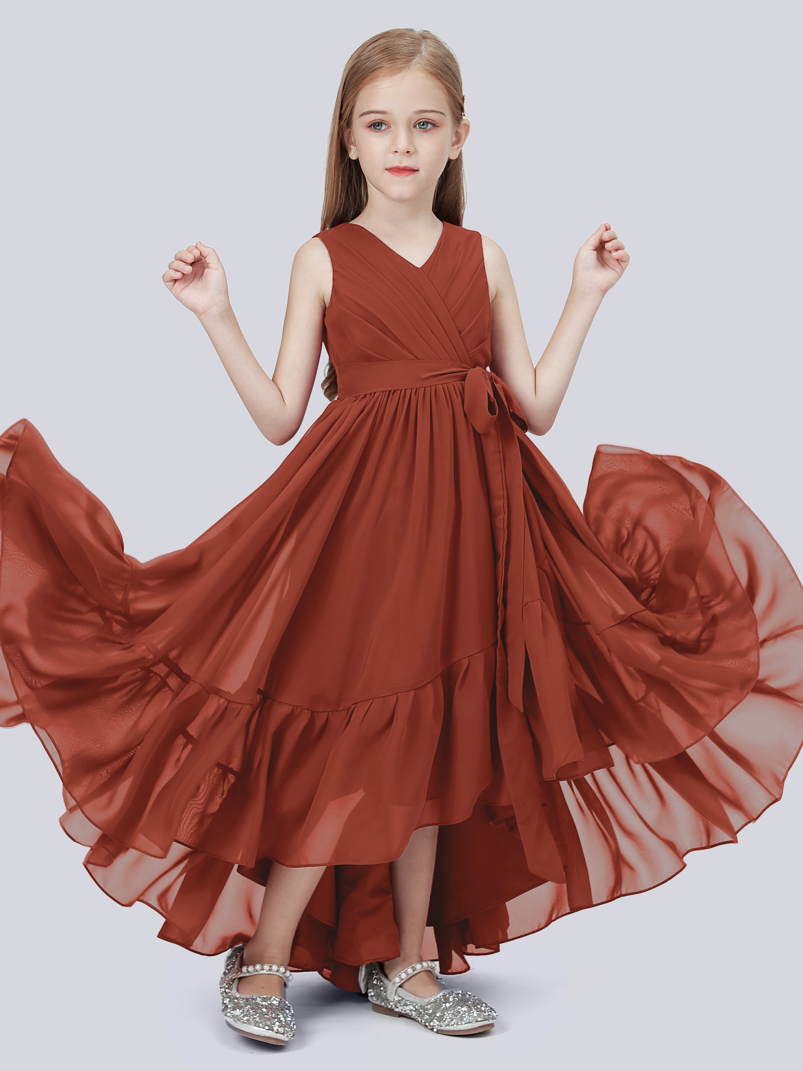 High-Low Chiffon Kleid für Junge Brautjungfern