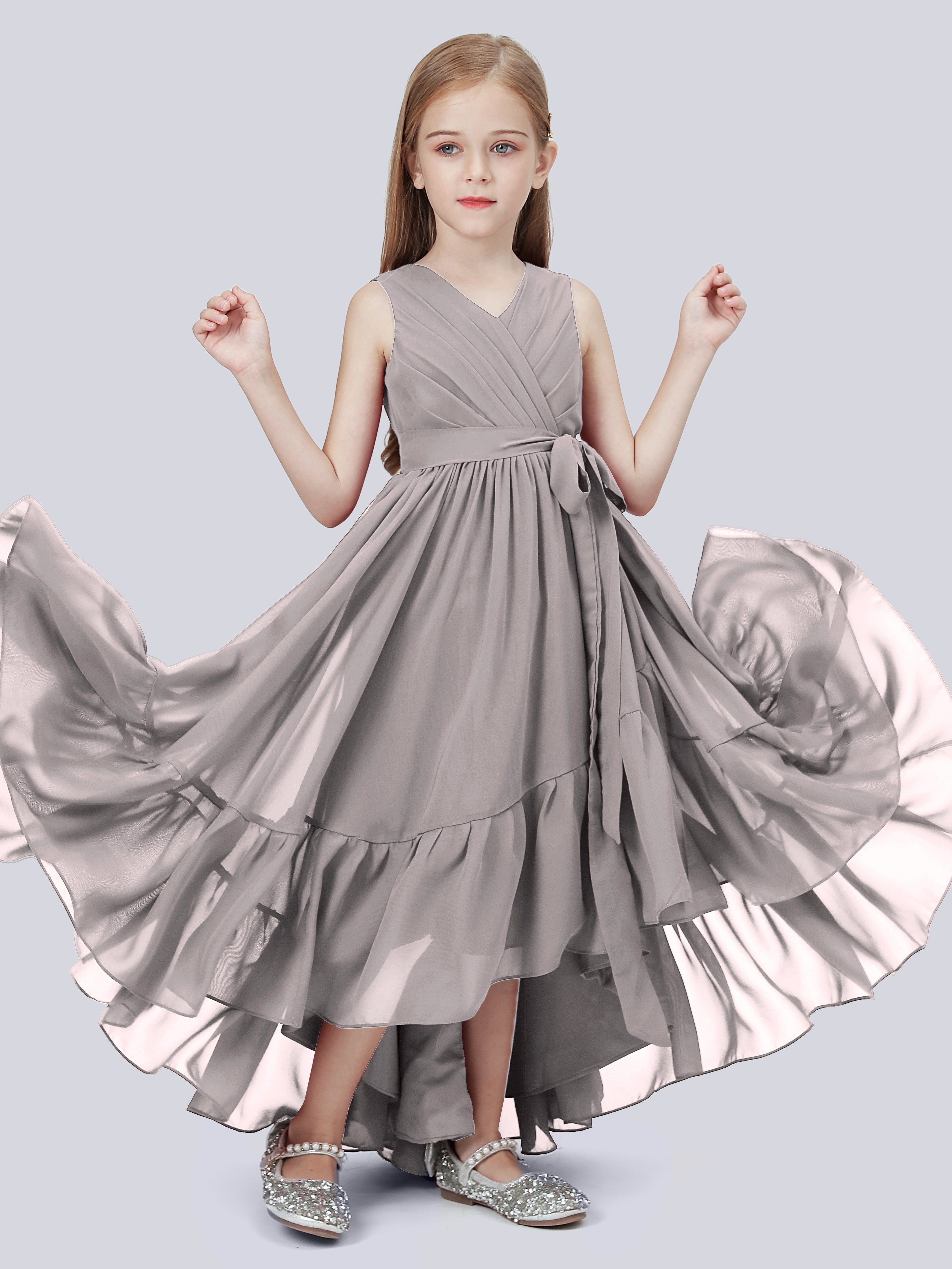 High-Low Chiffon Kleid für Junge Brautjungfern