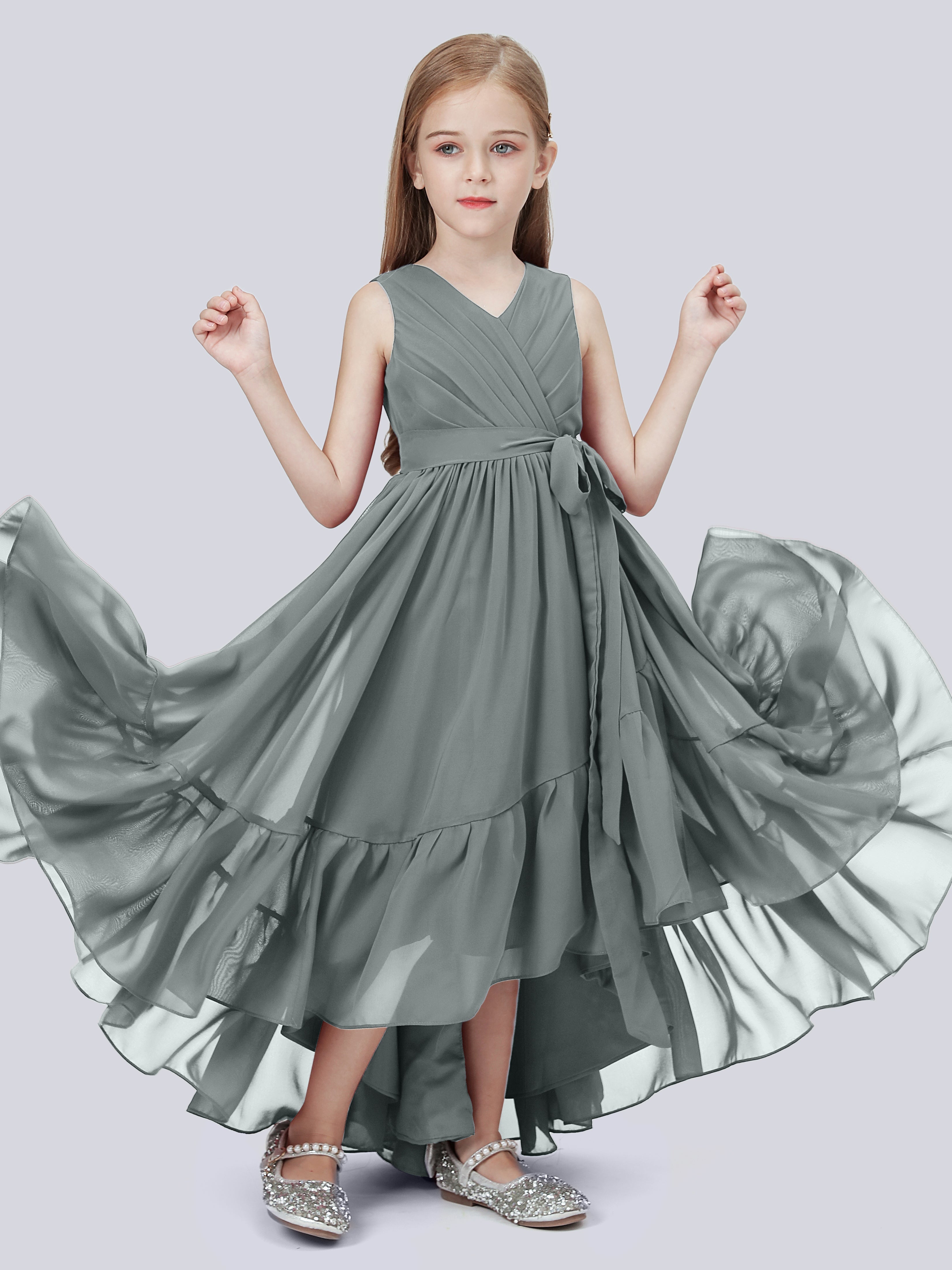 High-Low Chiffon Kleid für Junge Brautjungfern