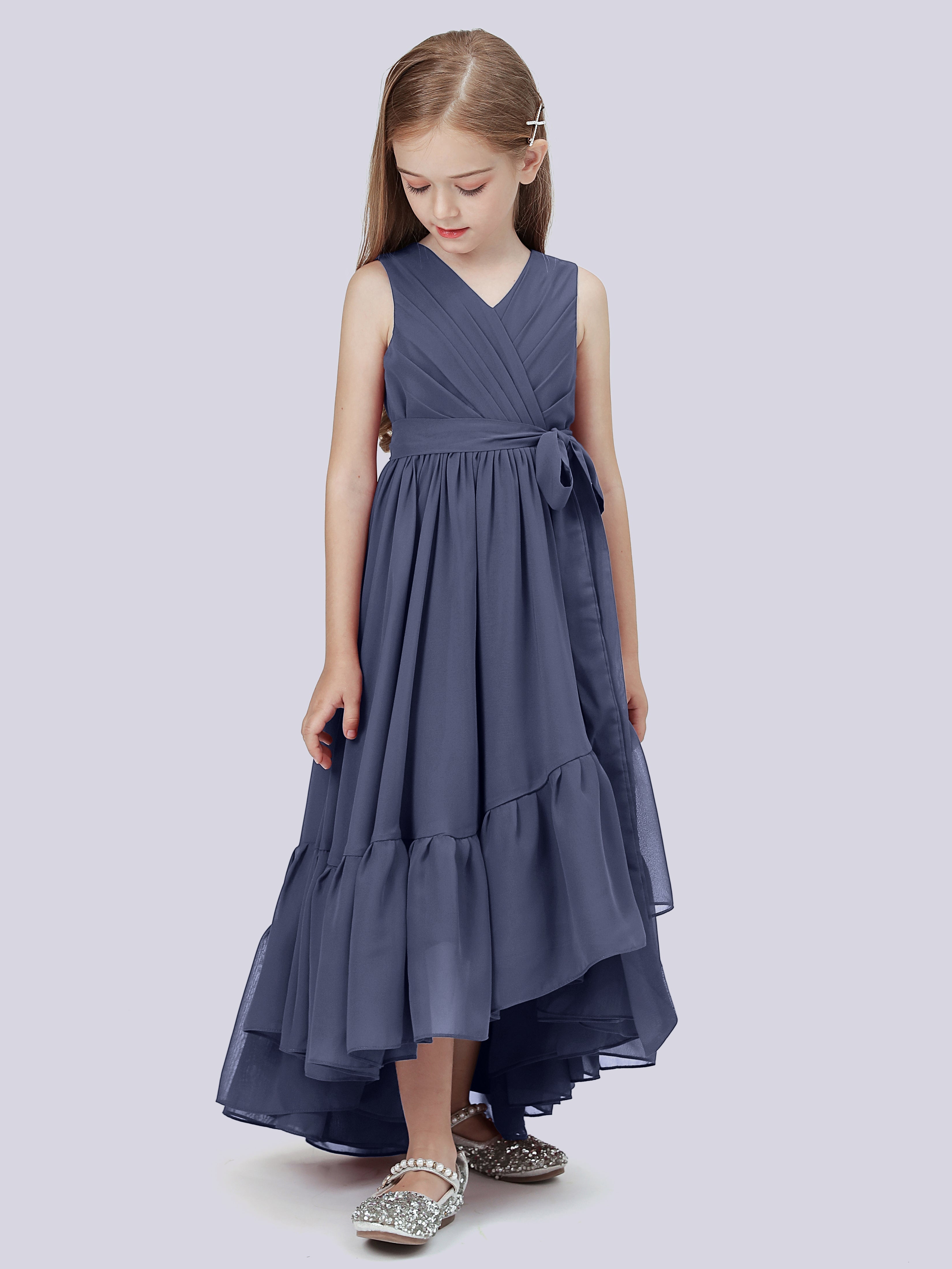 High-Low Chiffon Kleid für Junge Brautjungfern