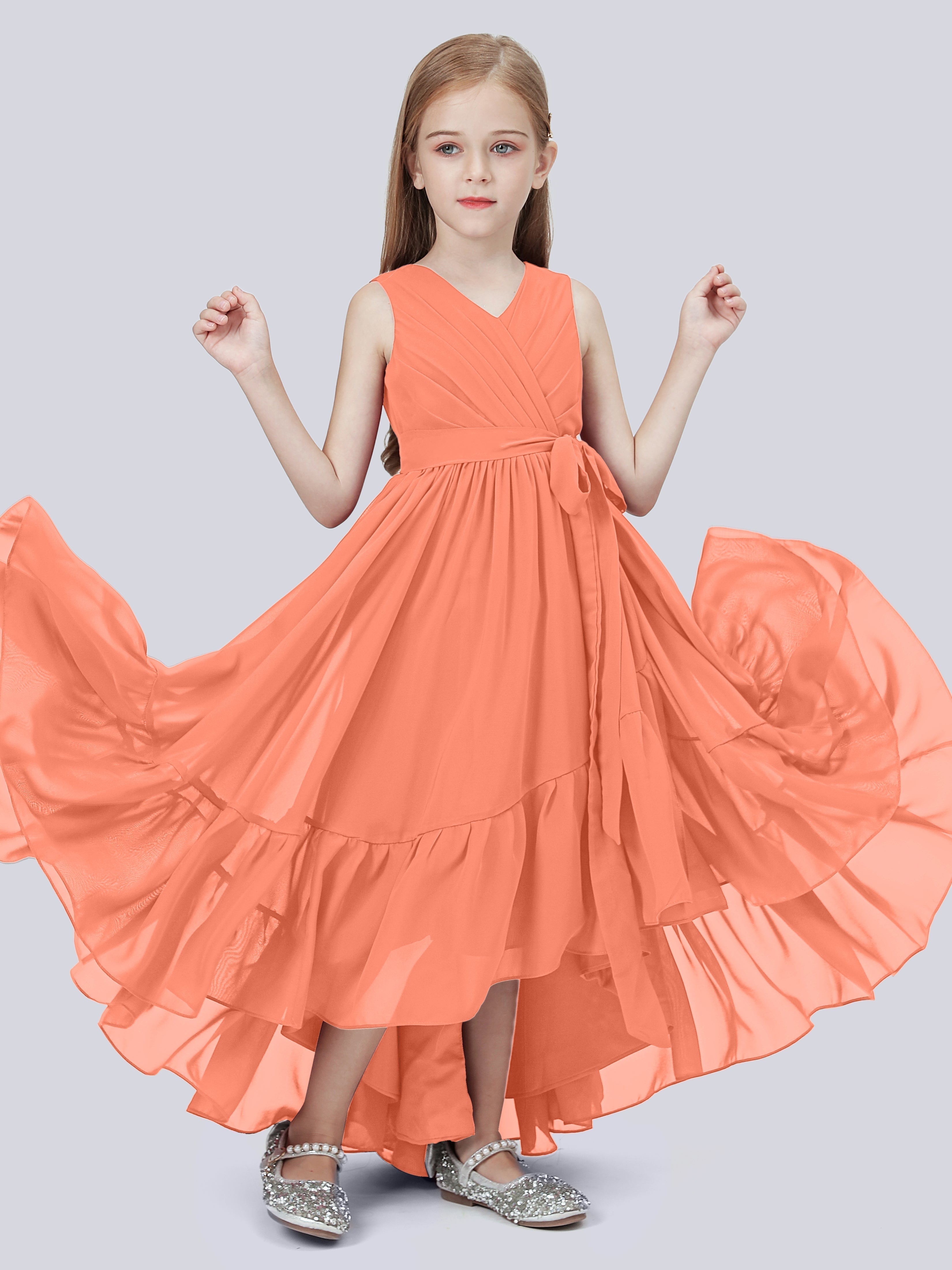 High-Low Chiffon Kleid für Junge Brautjungfern