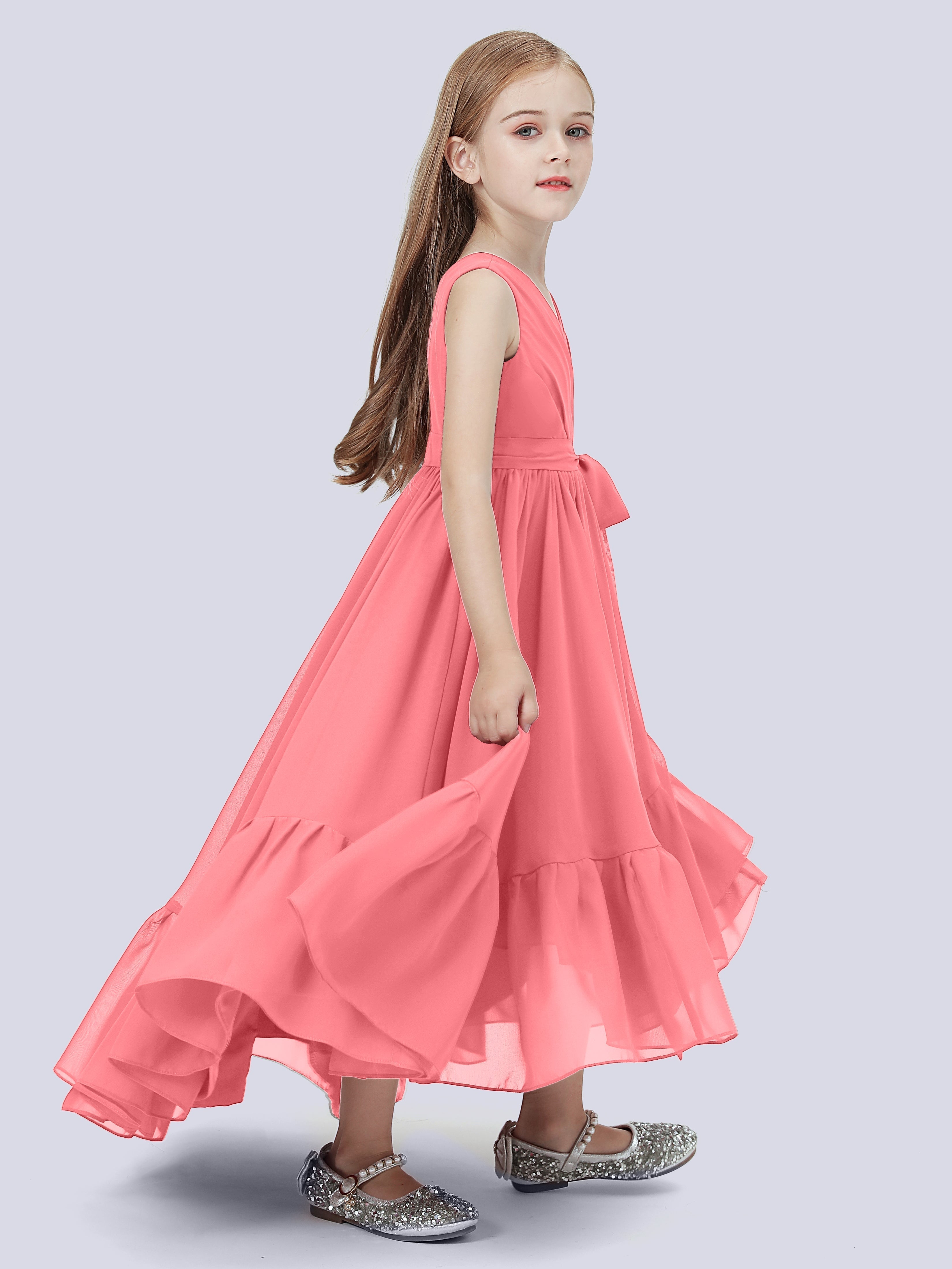 High-Low Chiffon Kleid für Junge Brautjungfern