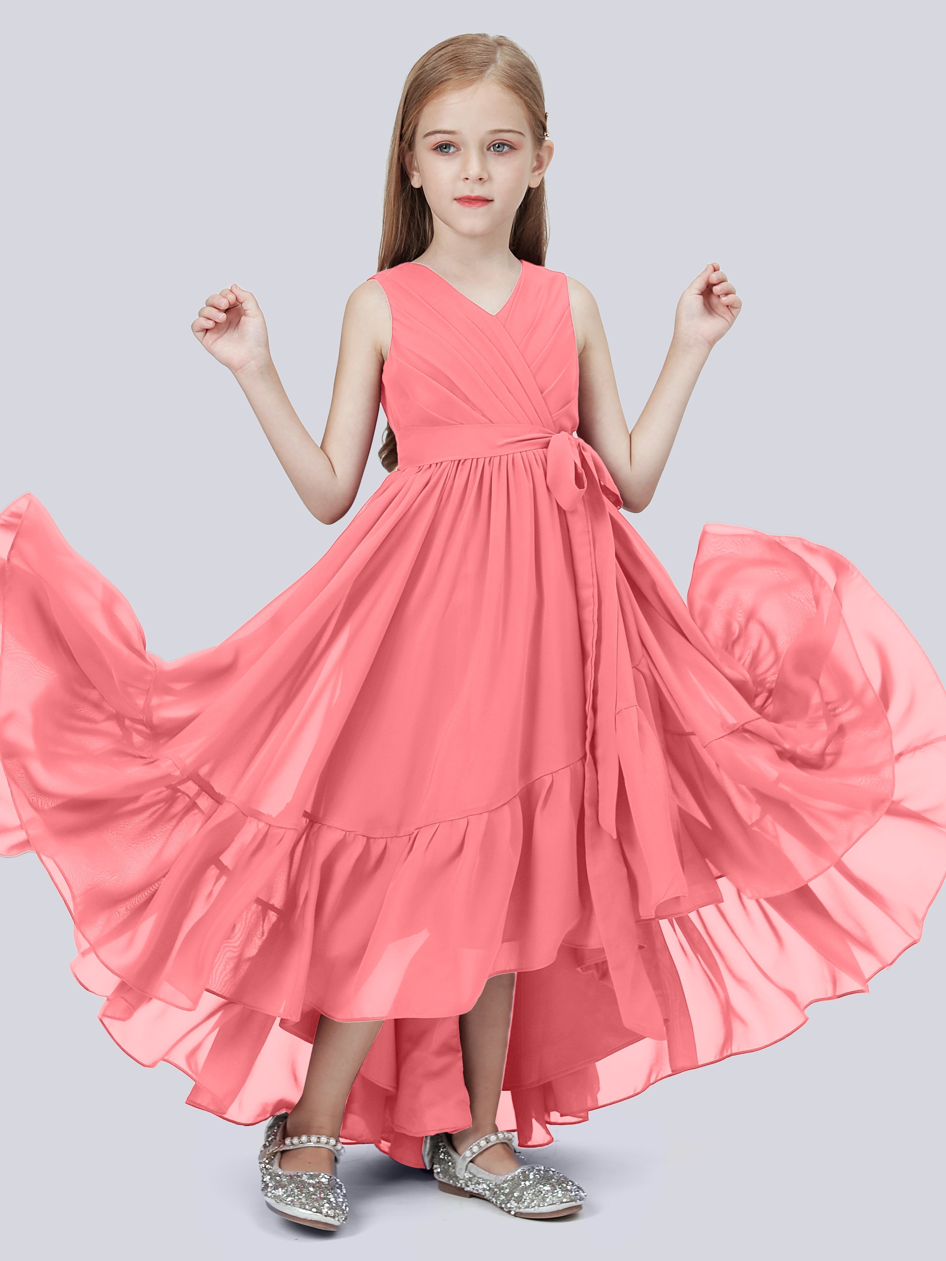 High-Low Chiffon Kleid für Junge Brautjungfern