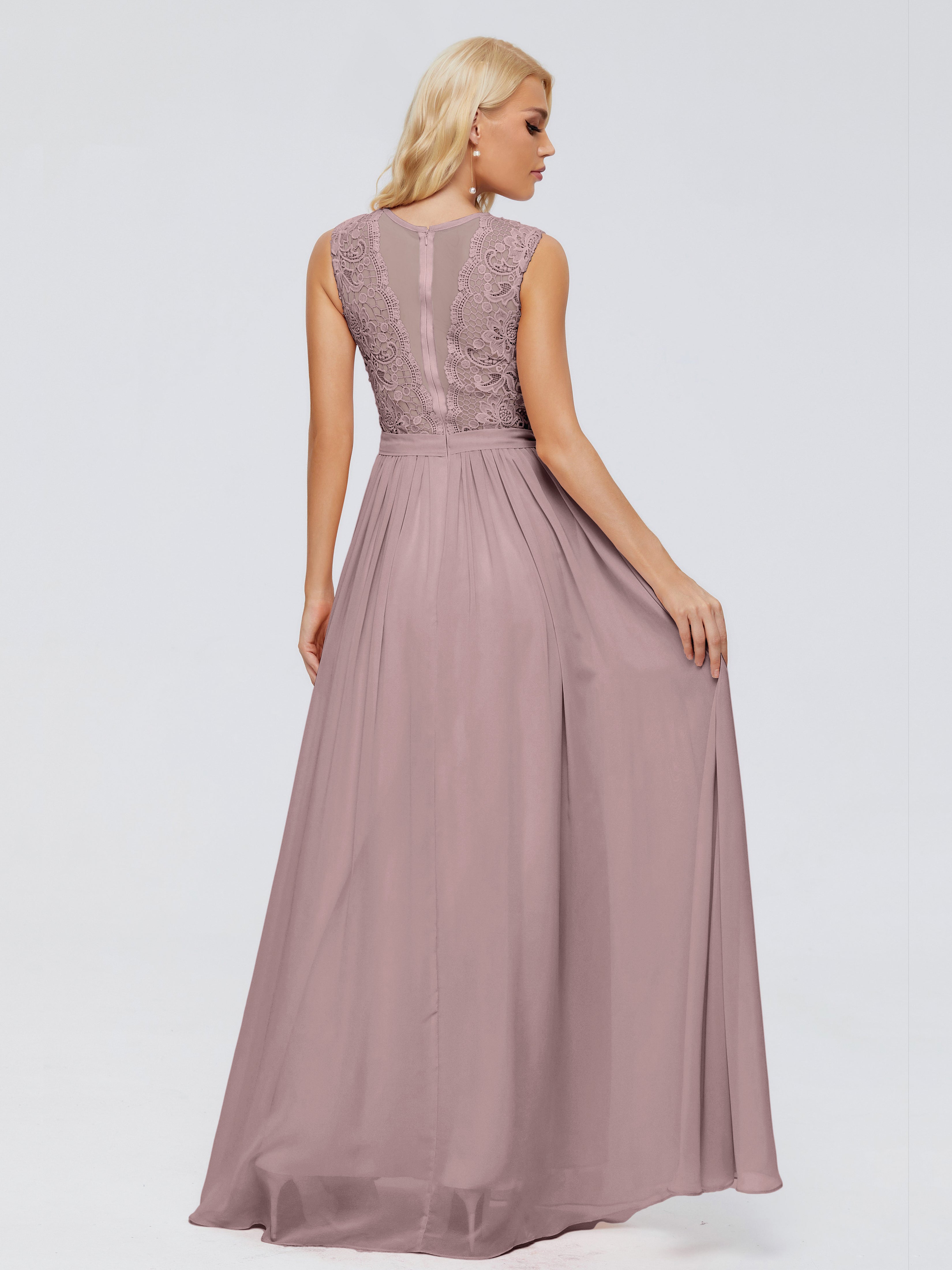 Melody A-Linie Bateau Chiffon Brautjungfernkleider
