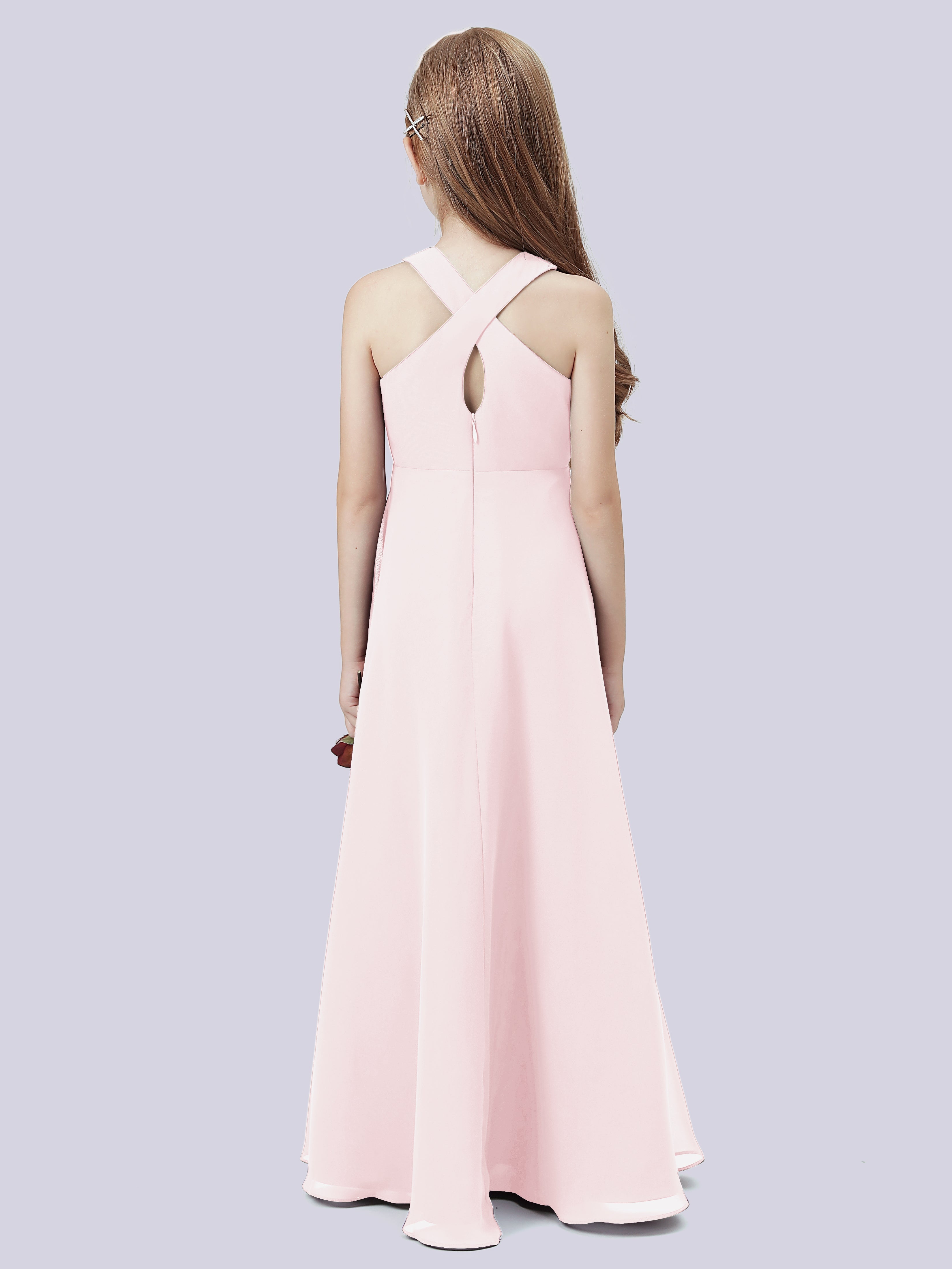 Überkreuztes Chiffon Kleid für Junge Brautjungfern