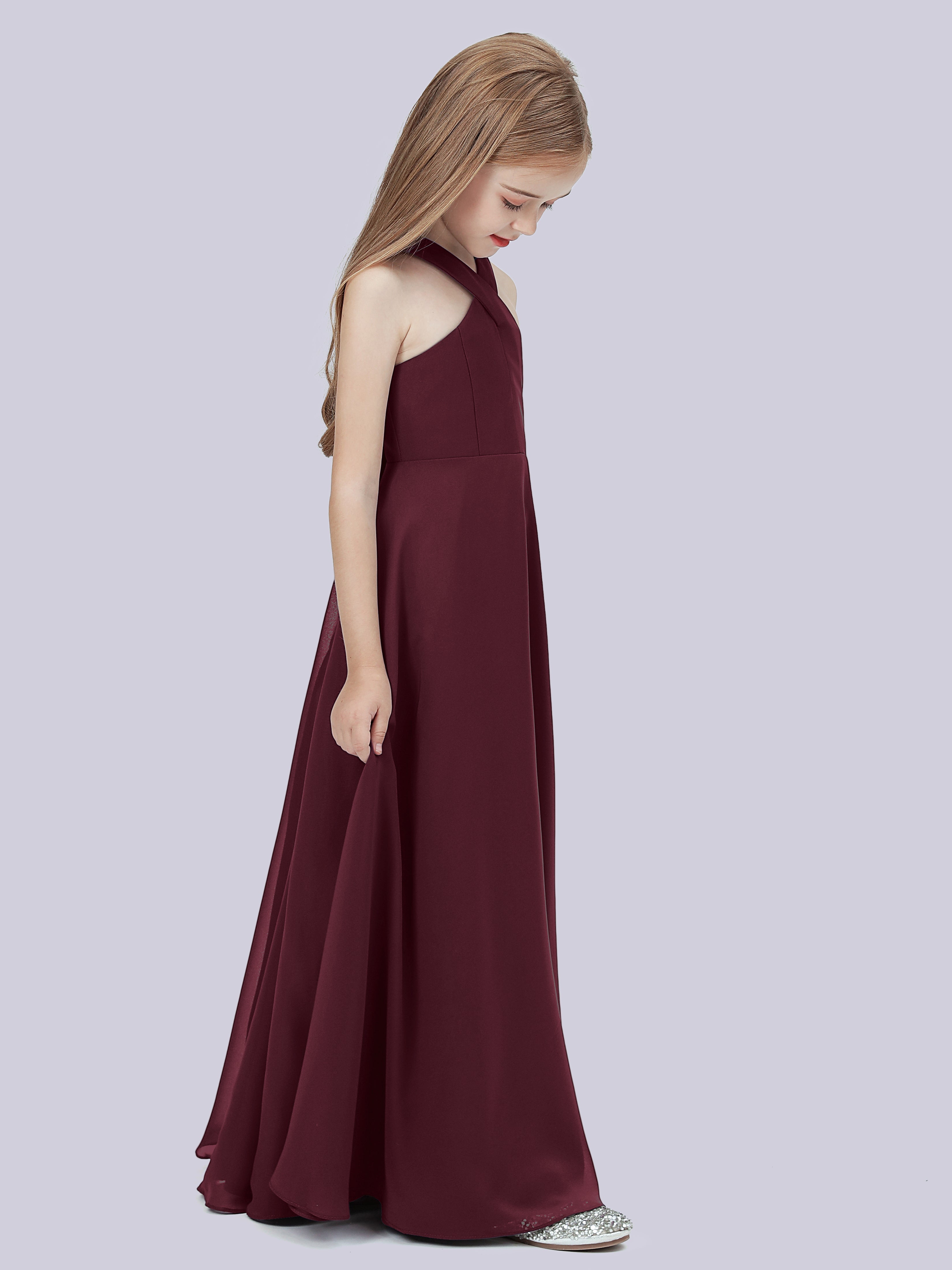 Überkreuztes Chiffon Kleid für Junge Brautjungfern
