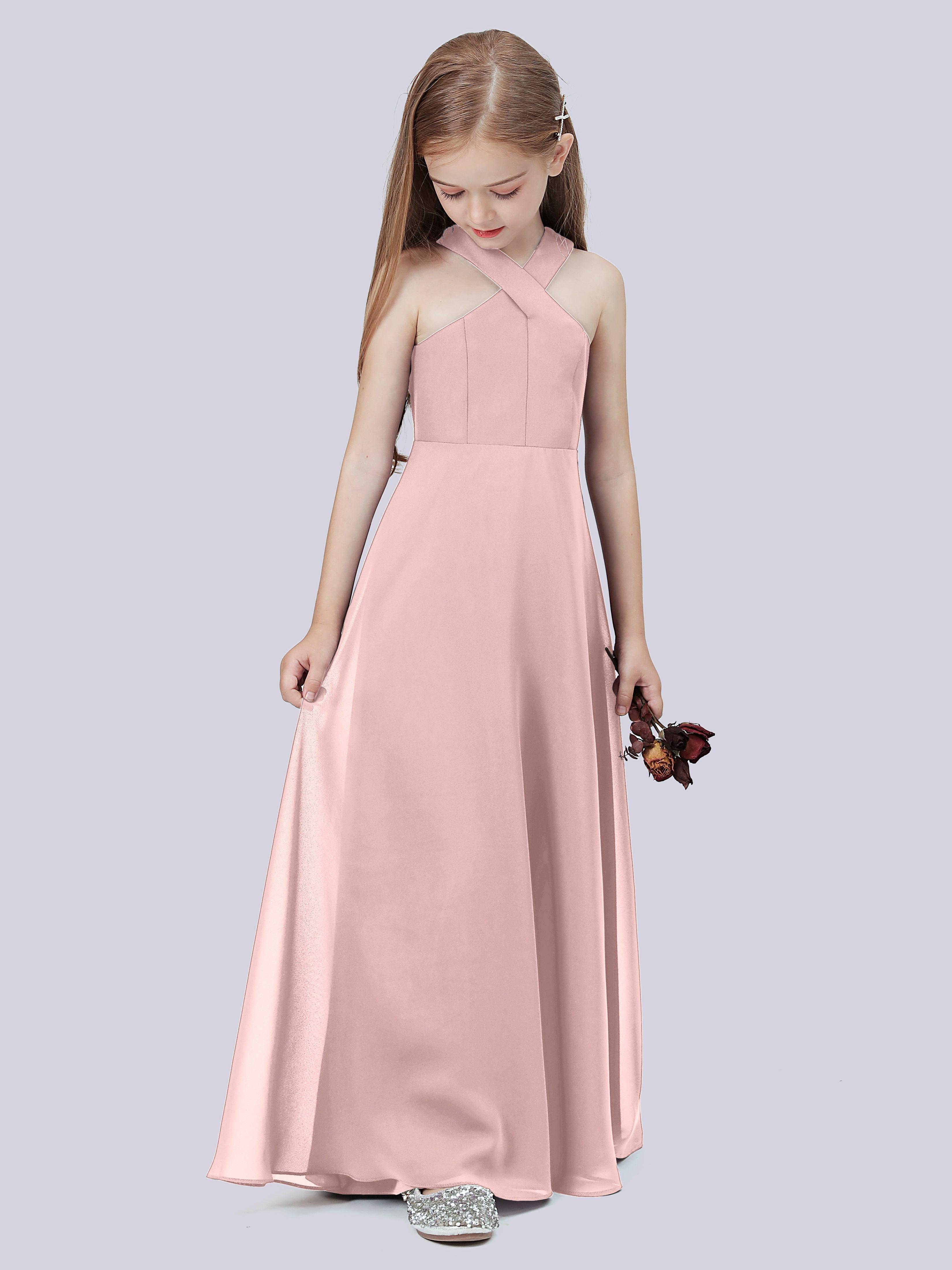Überkreuztes Chiffon Kleid für Junge Brautjungfern