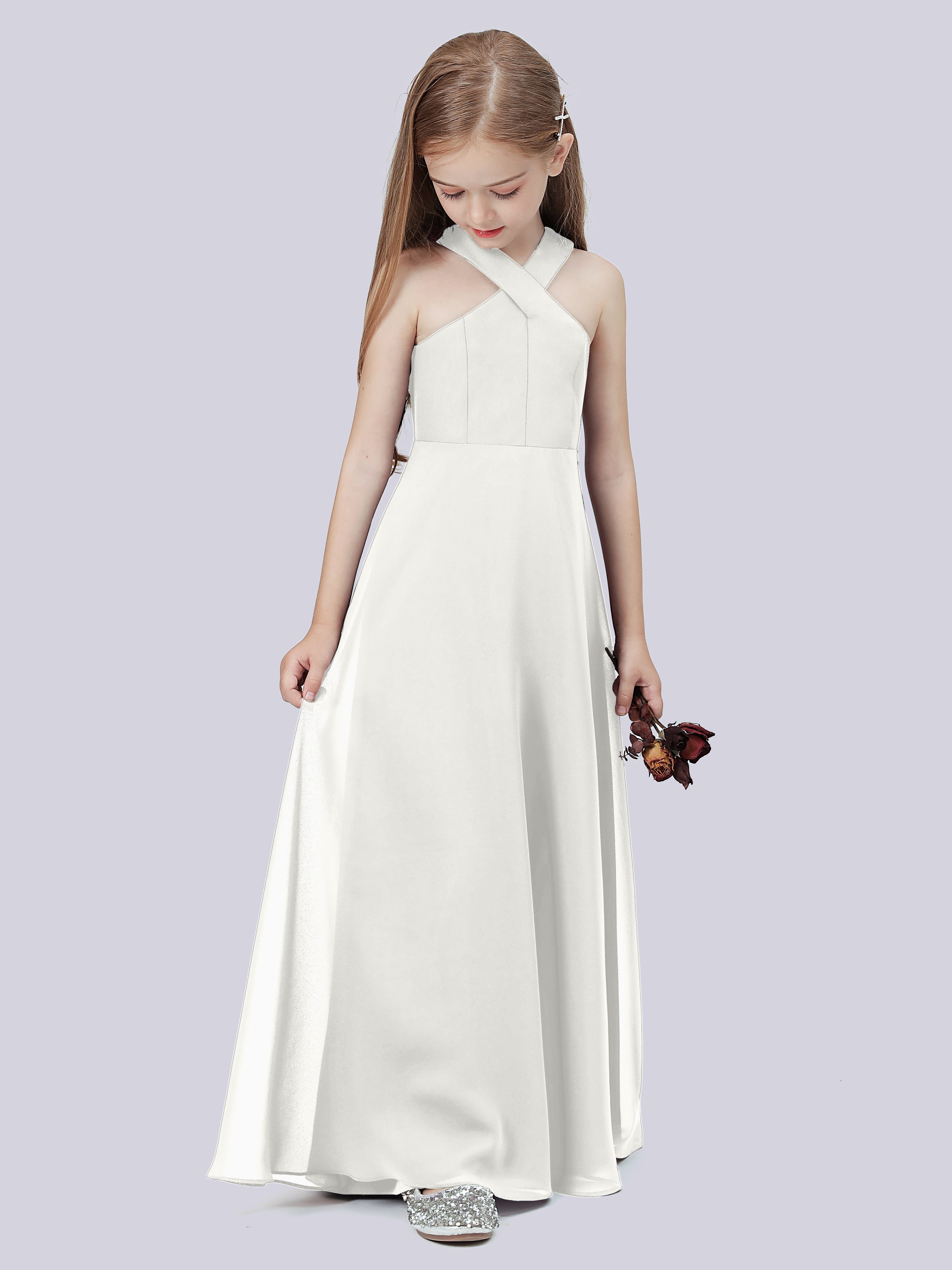 Überkreuztes Chiffon Kleid für Junge Brautjungfern