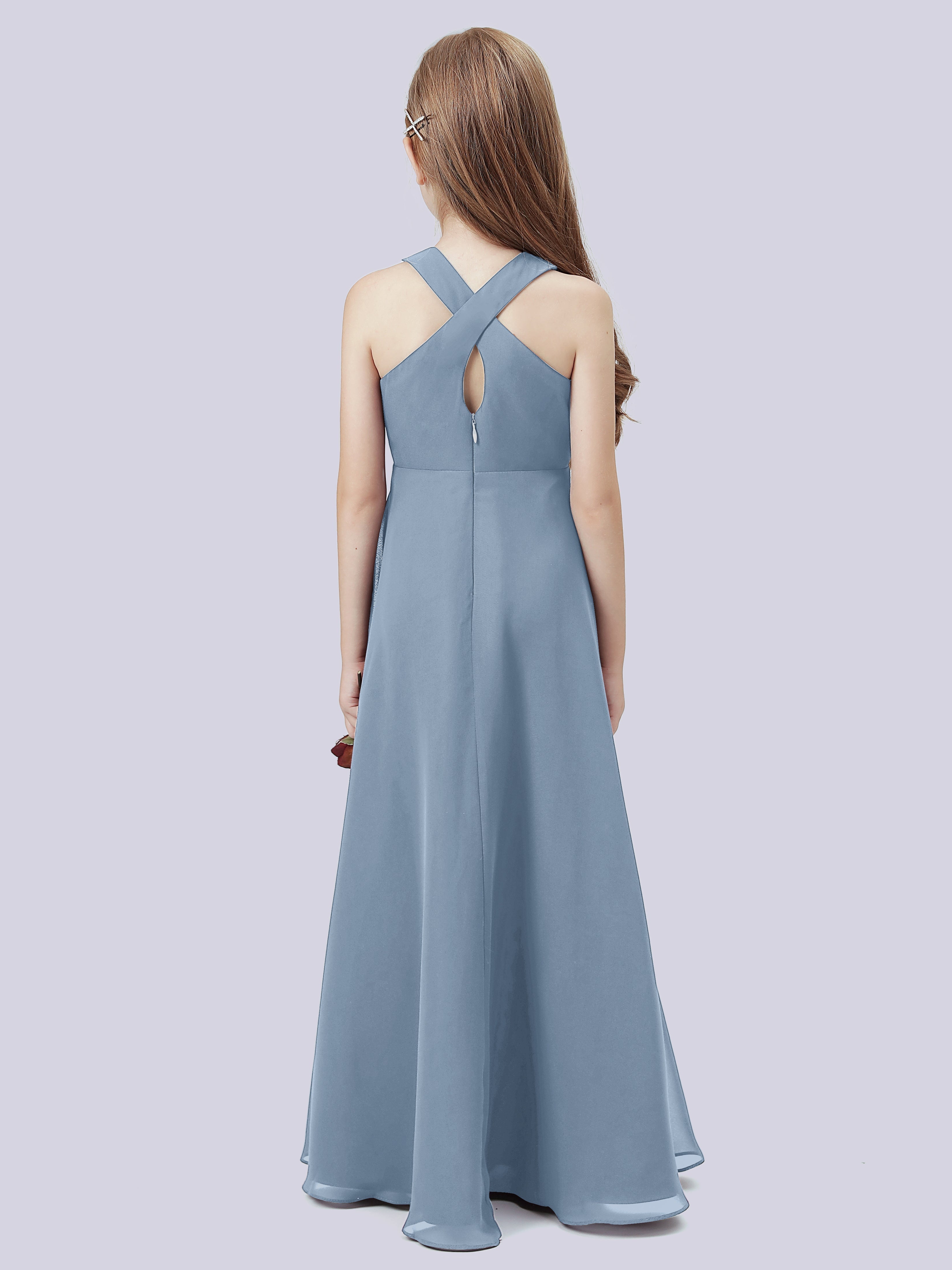 Überkreuztes Chiffon Kleid für Junge Brautjungfern