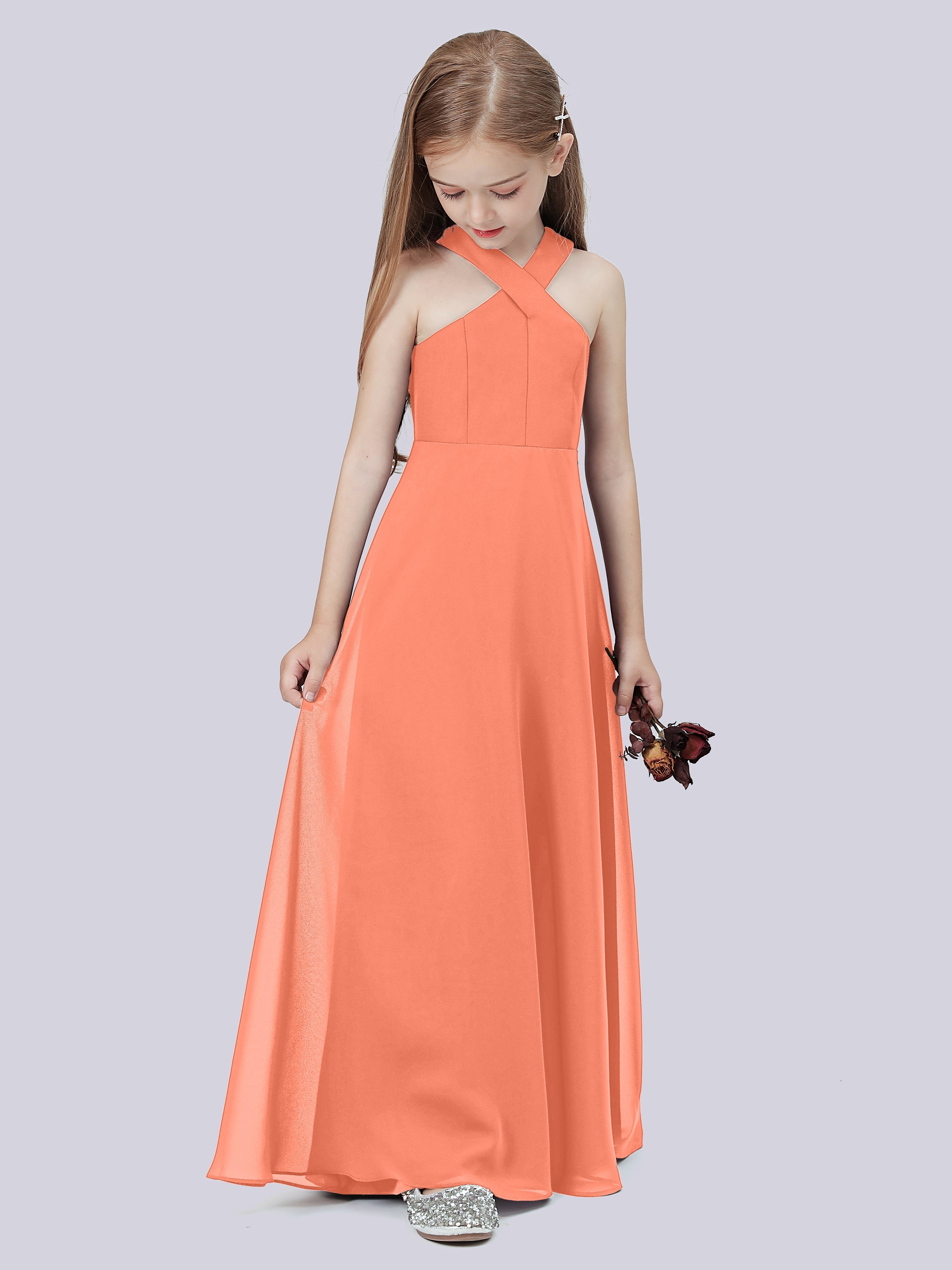 Überkreuztes Chiffon Kleid für Junge Brautjungfern