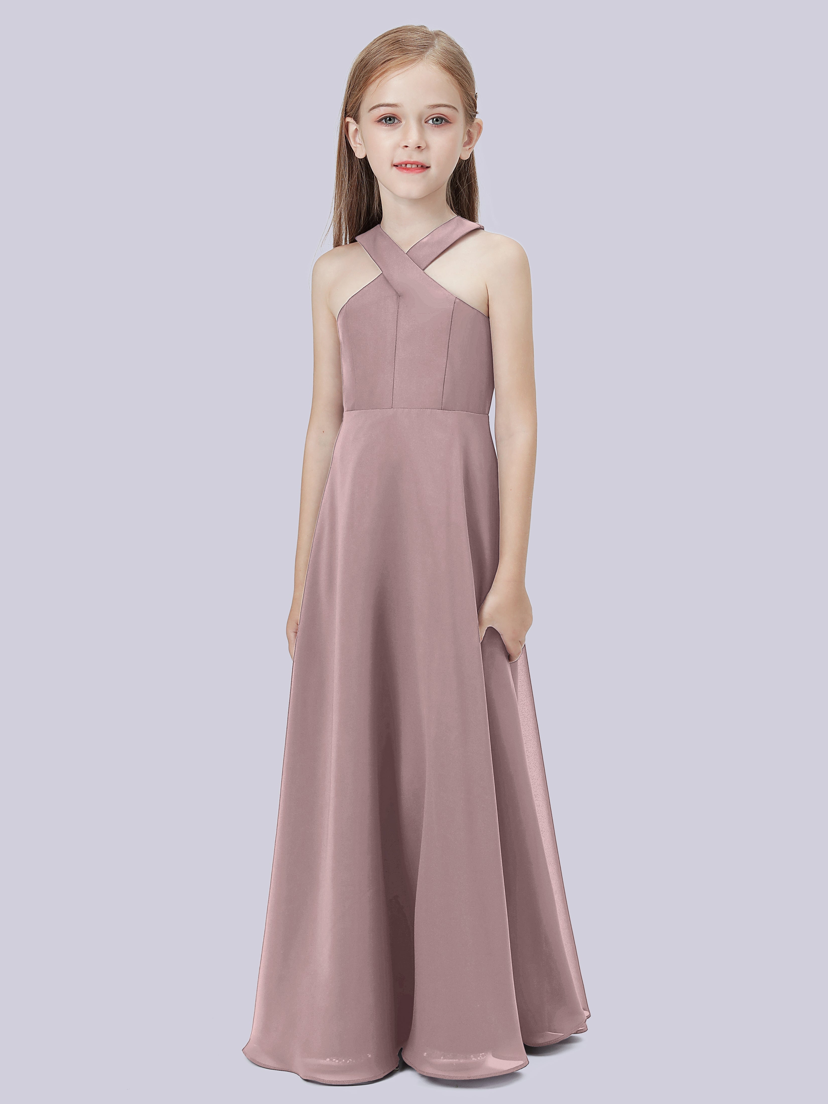 Überkreuztes Chiffon Kleid für Junge Brautjungfern